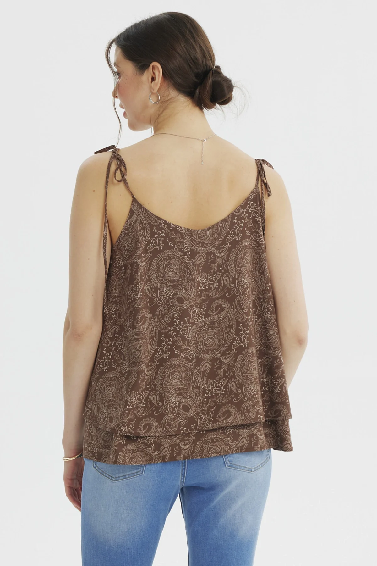 Peto Mujer Doble Capa Estampado Café Claro - Image 3