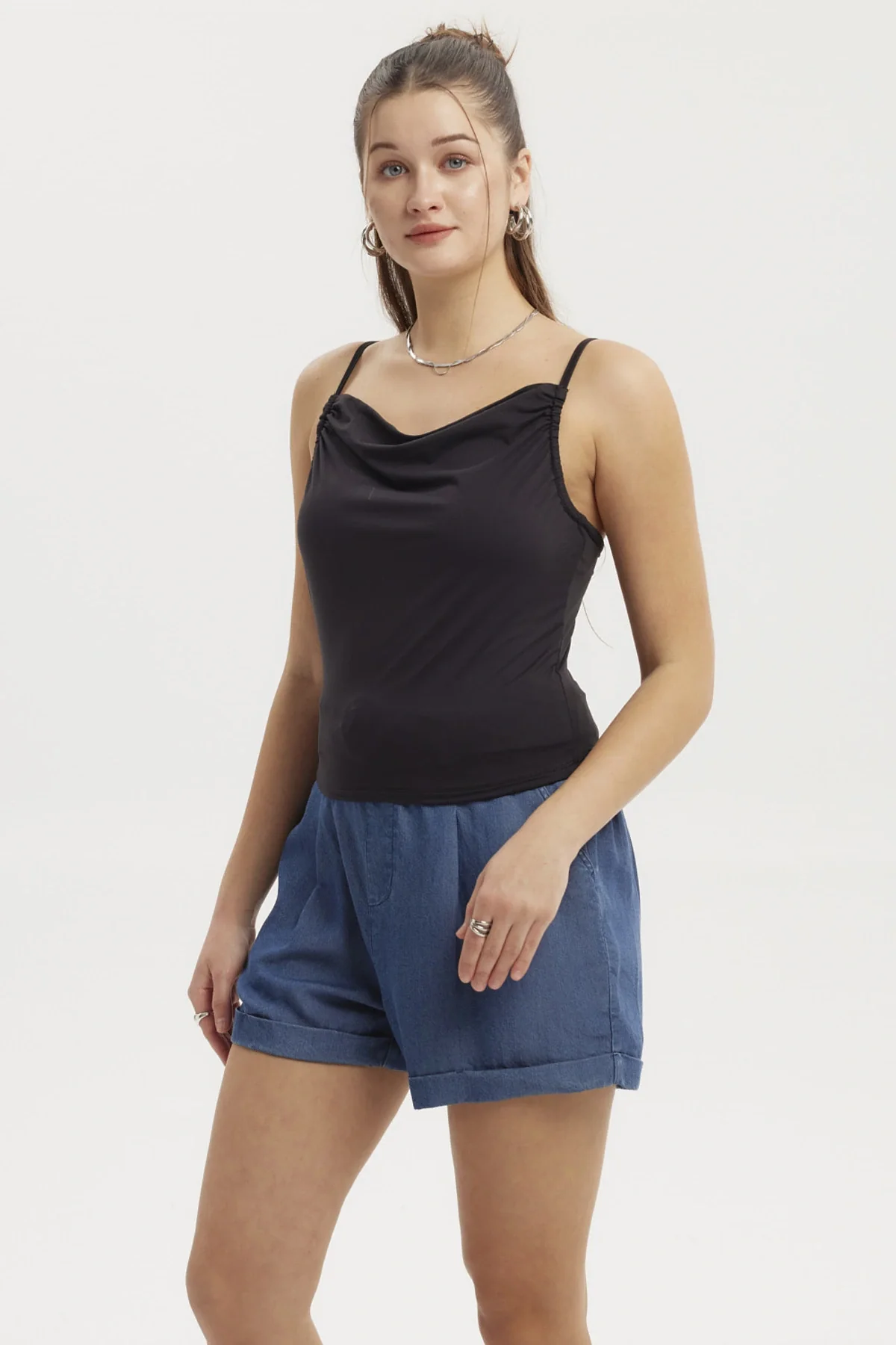 Peto Mujer Drapeado Ajustable Negro - Image 2