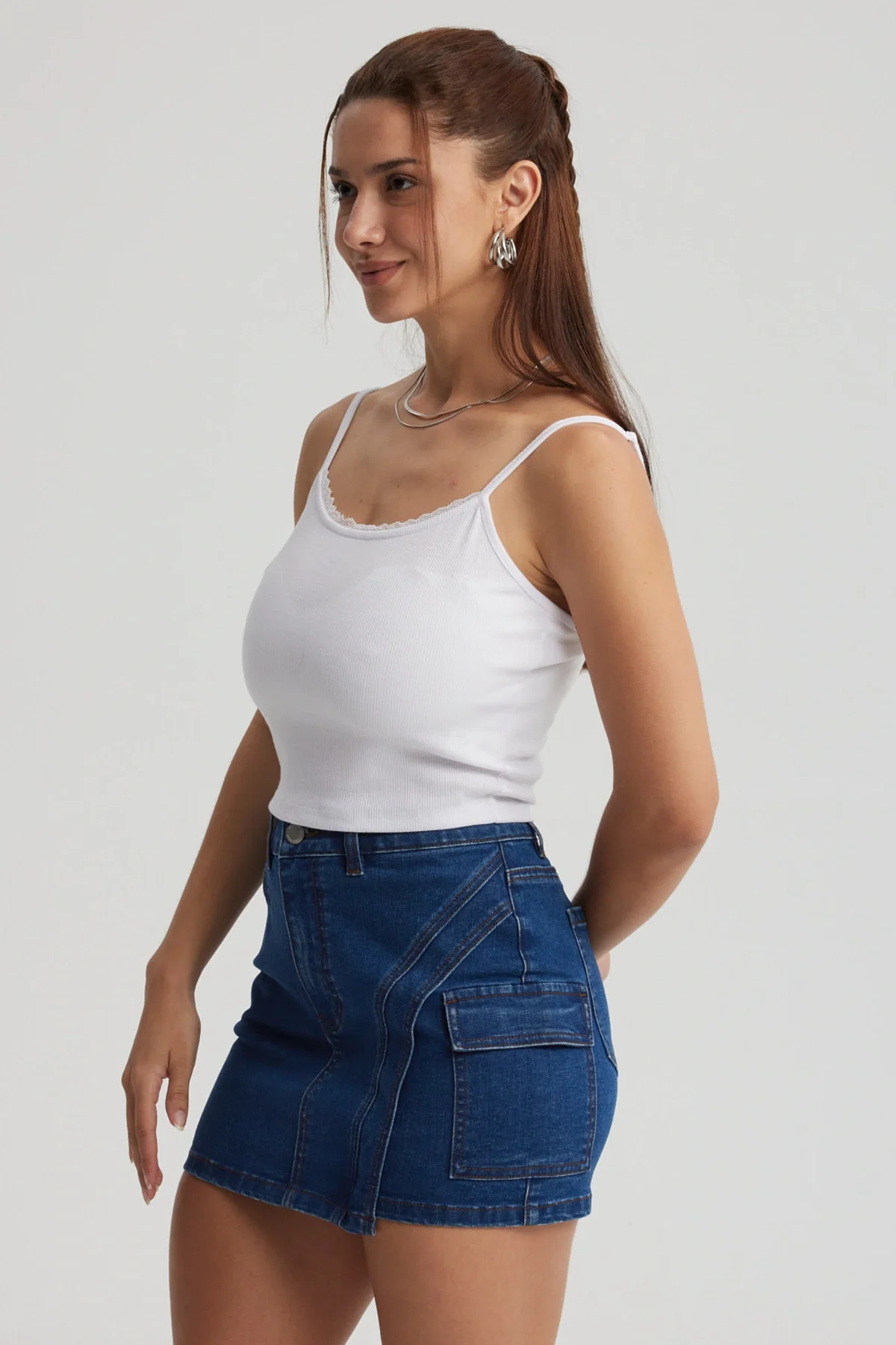 Peto Mujer Encaje Crop Blanco - Image 2