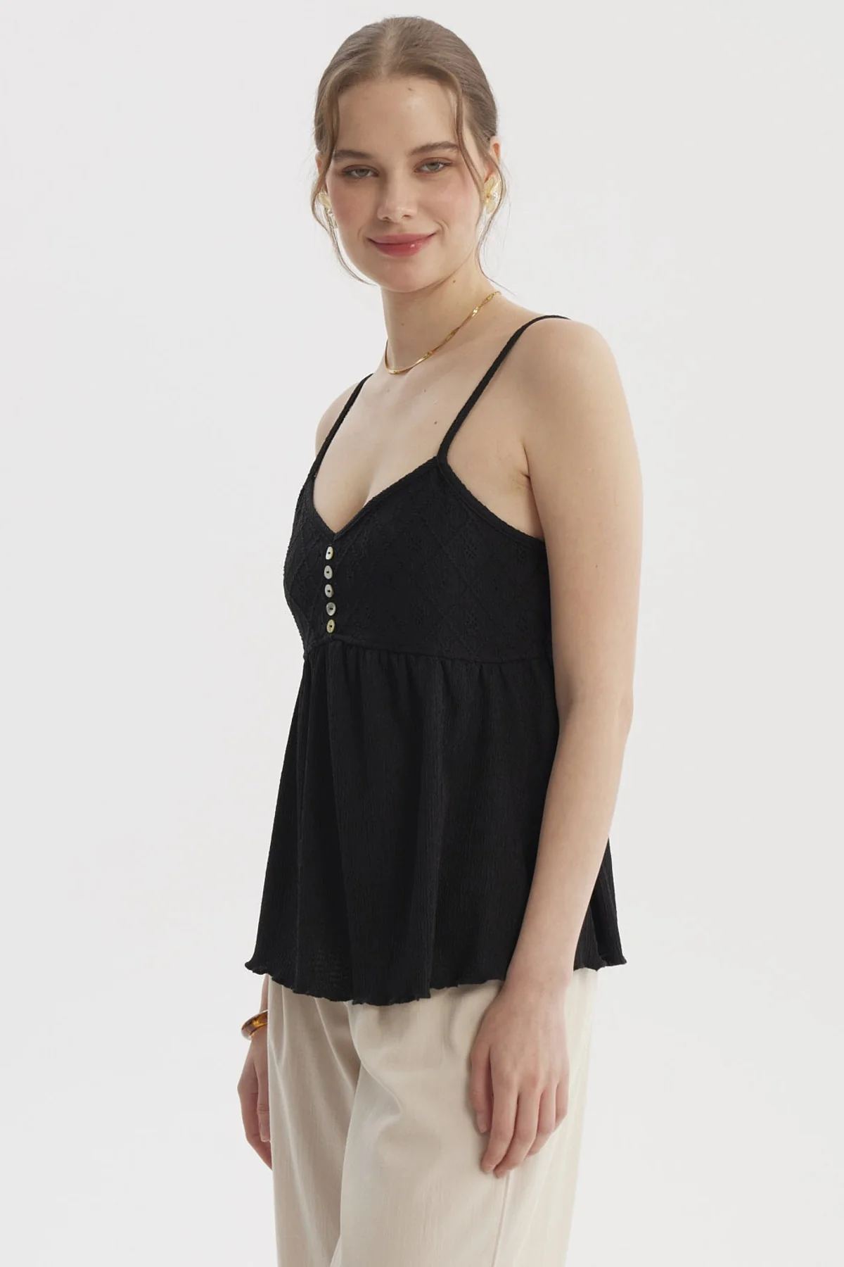 Peto Mujer Escote Calado Negro - Image 2