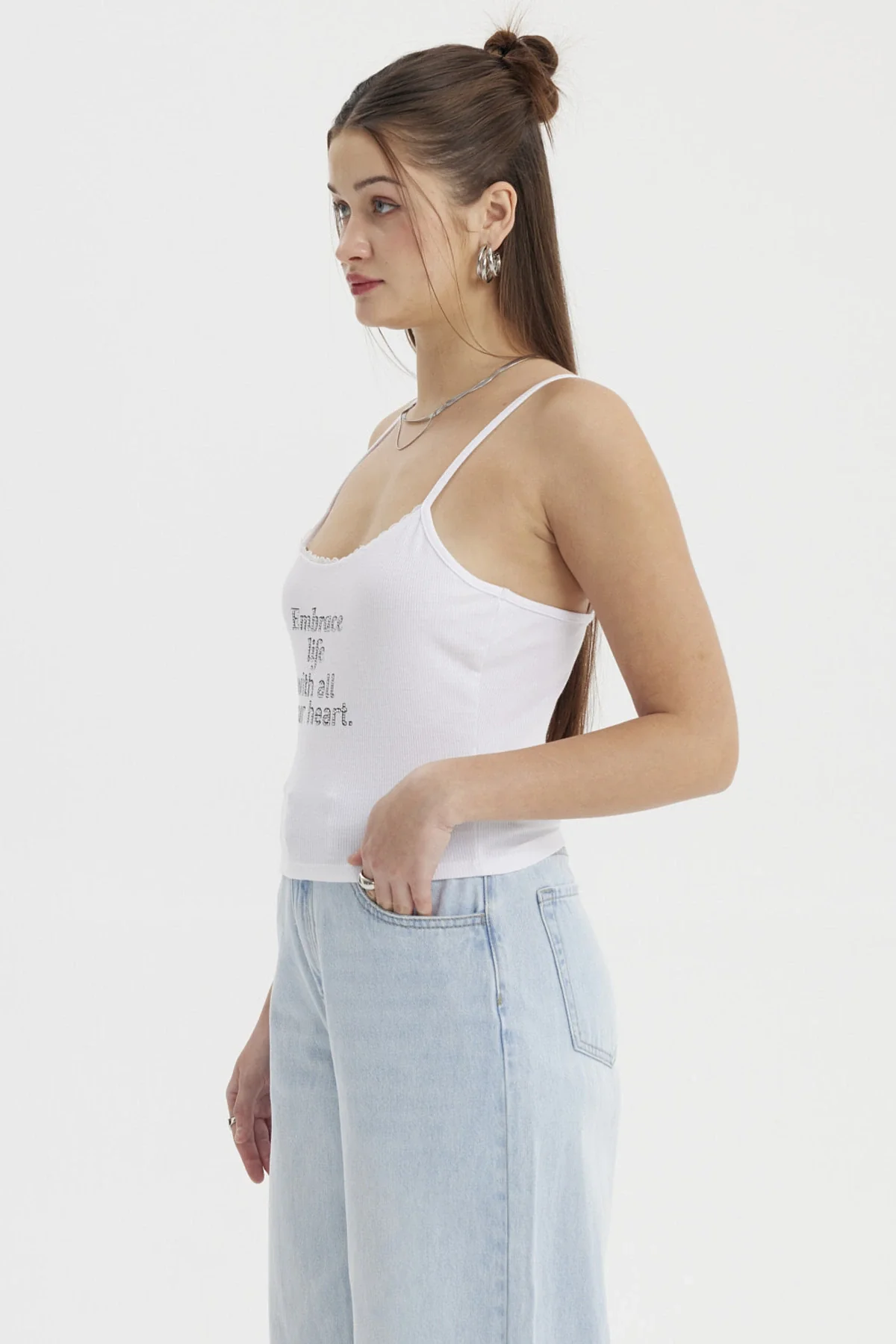 Peto Mujer Pabilo Aplicación  Blanco - Image 2