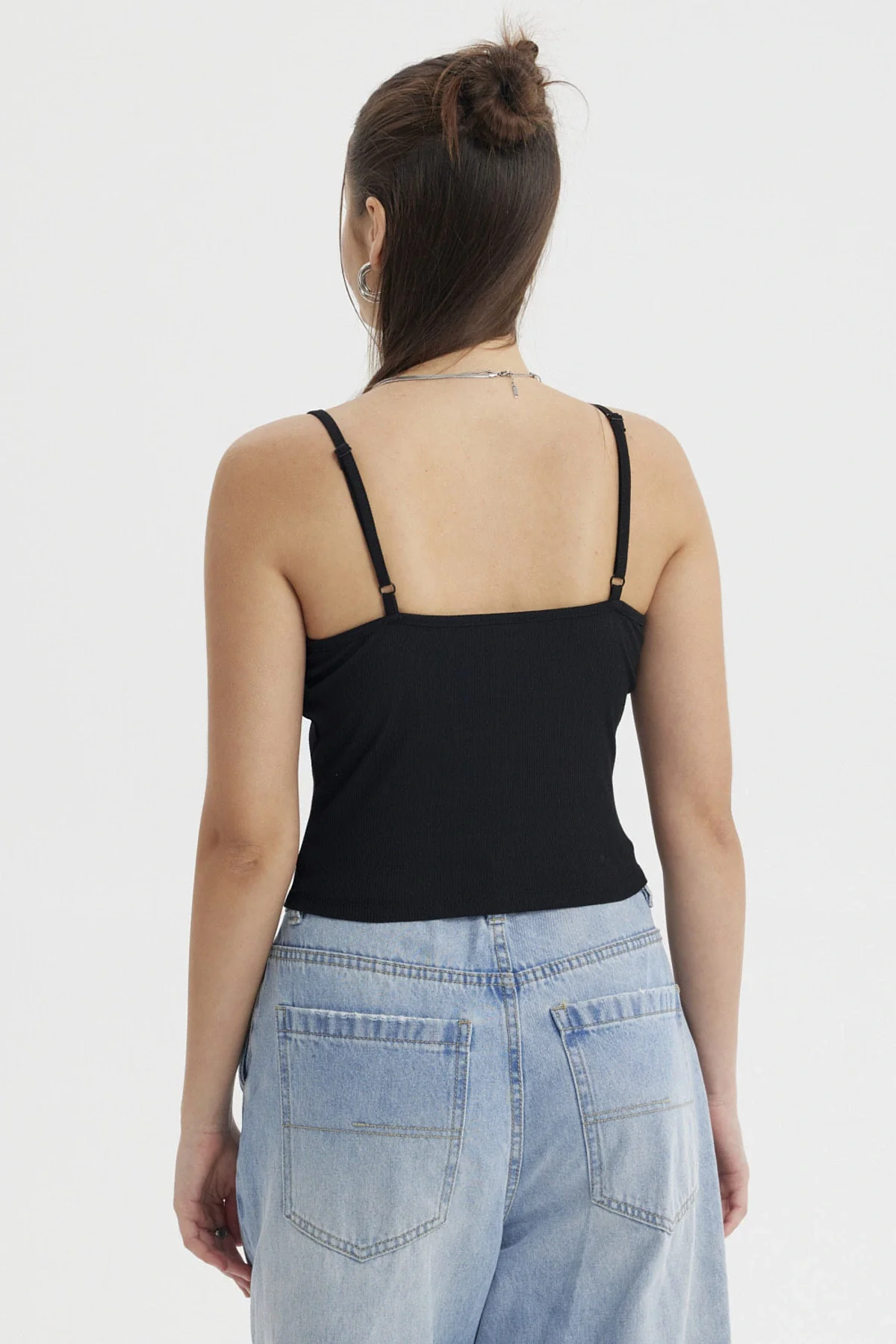 Peto Mujer Pabilo Aplicación  Negro - Image 3