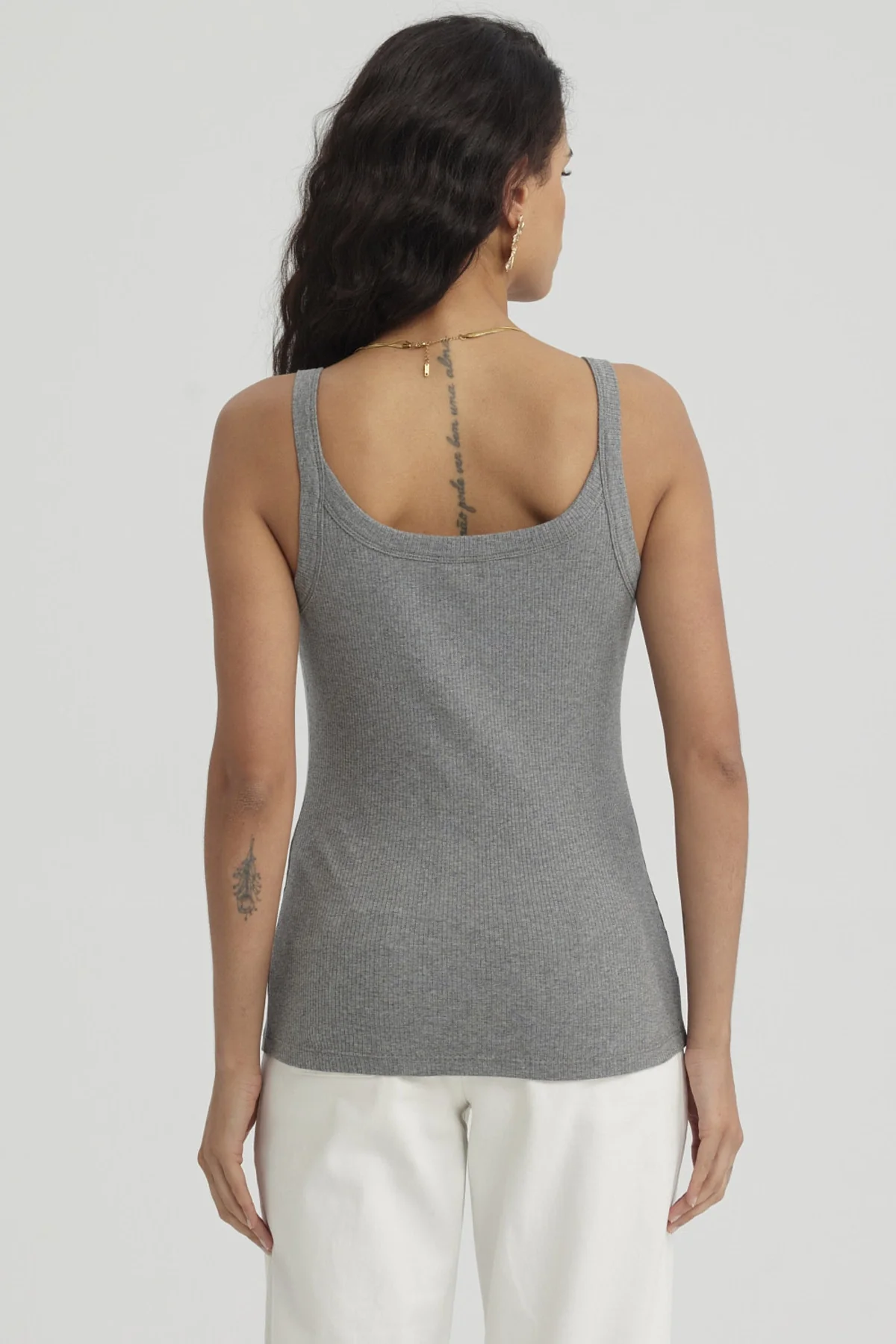 Peto Mujer Rib Pabilo Ancho Gris Melange - Image 2