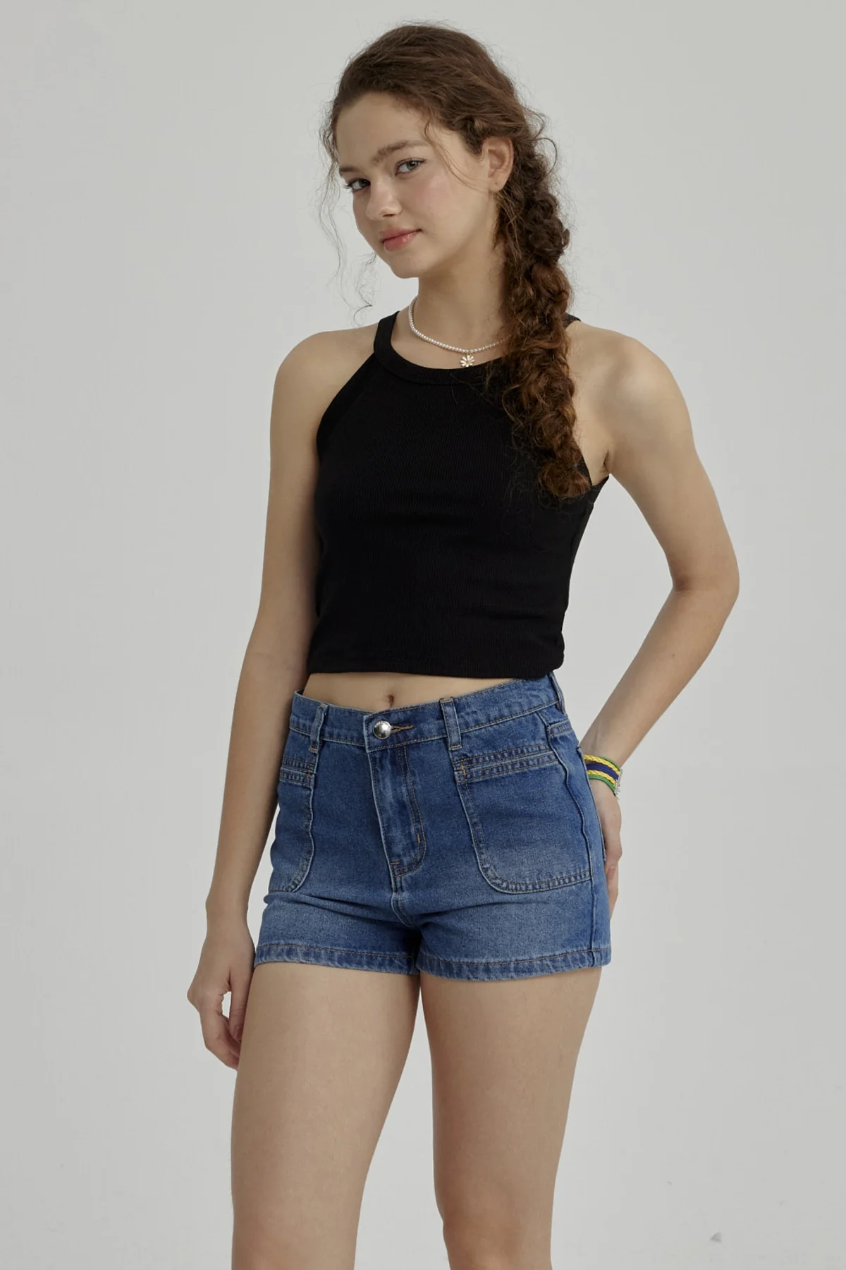 Peto Niña Rib Cuello Halter Negro - Image 2