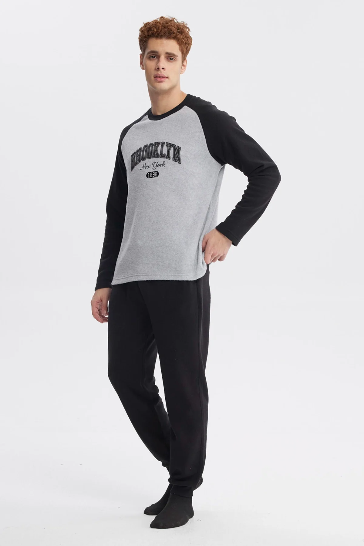 Pijama Hombre Pijama Polera Y Pantalón Negro - Image 3