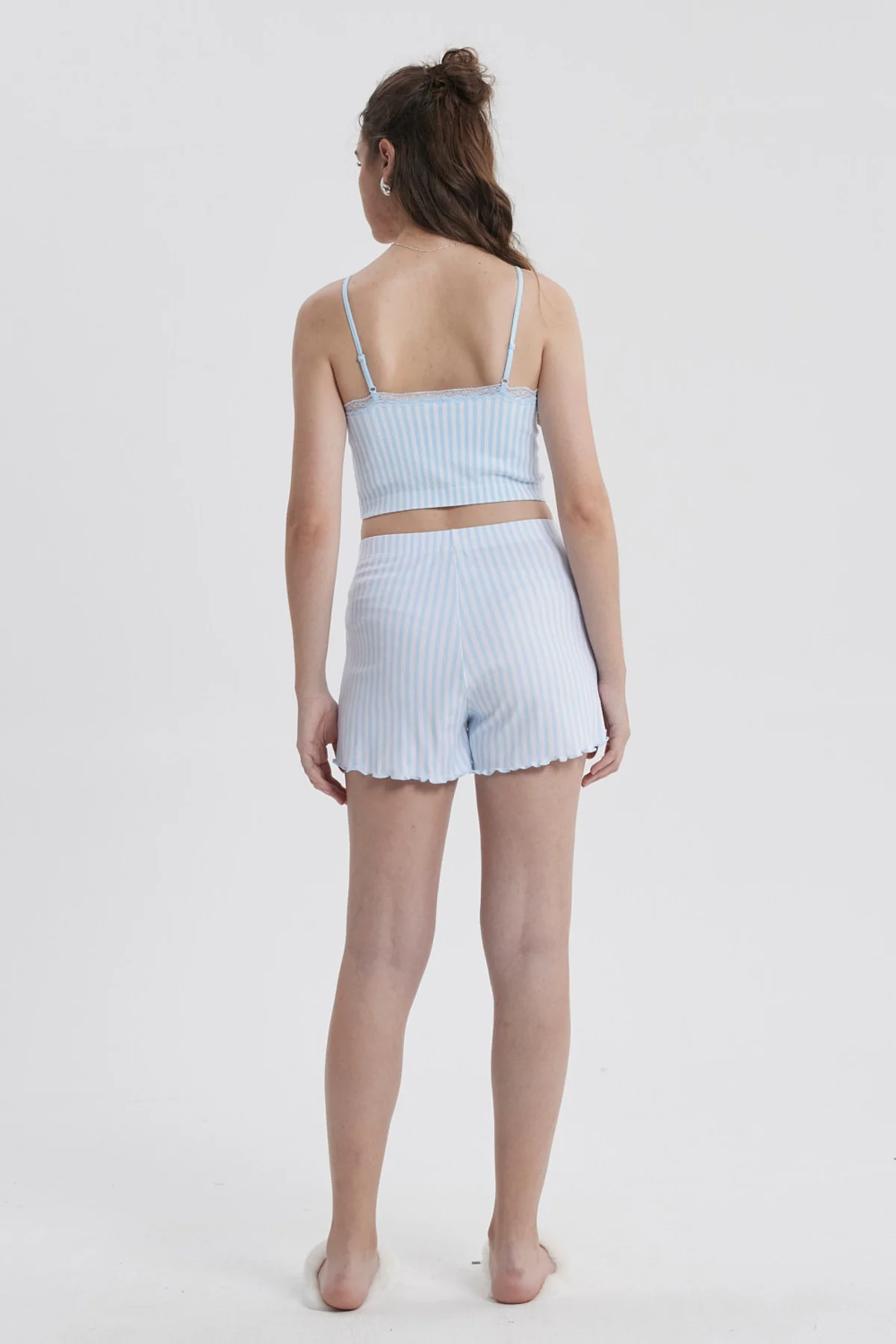 Pijama Mujer Crop Celeste - Image 3