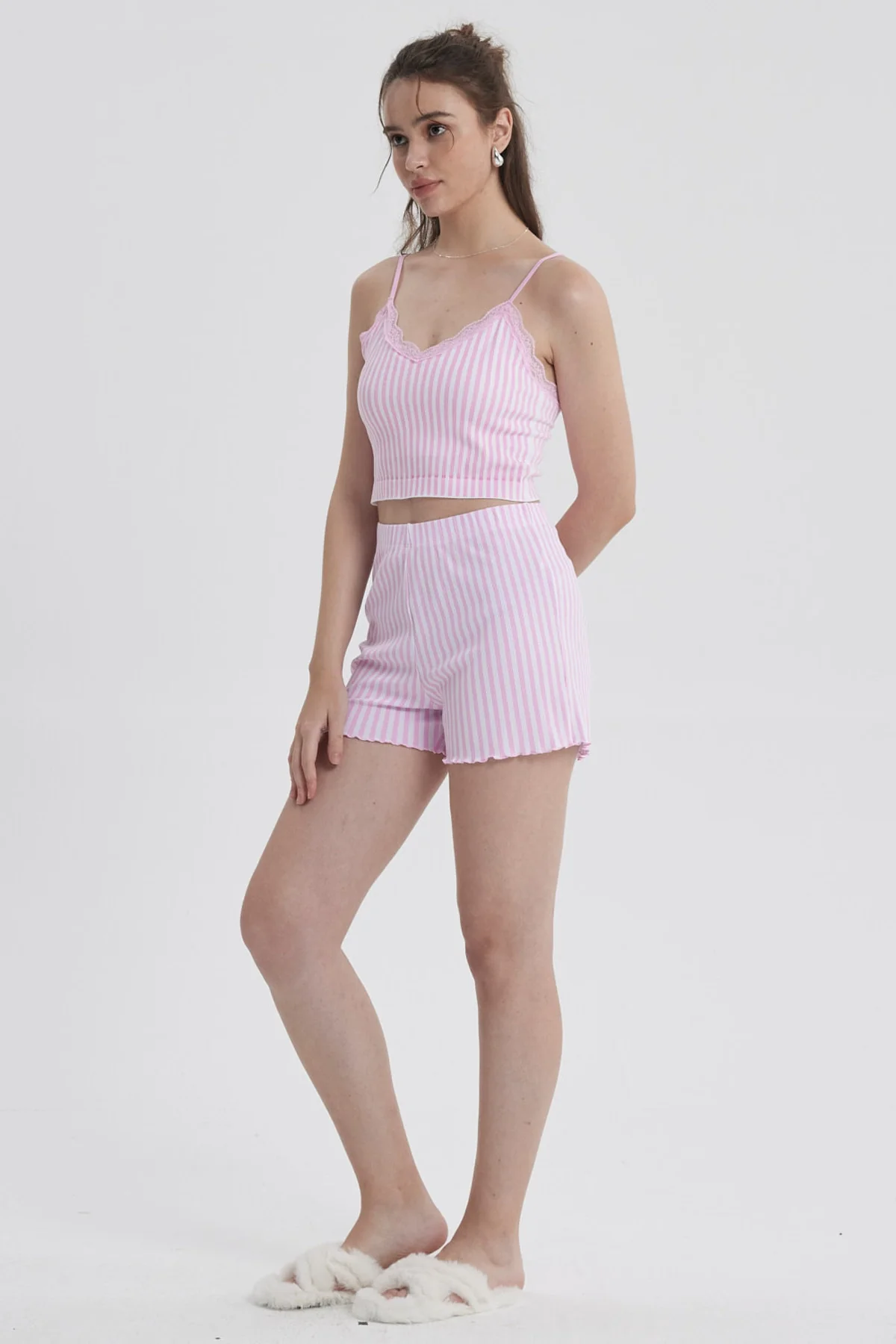 Pijama Mujer Crop Rosado - Image 4