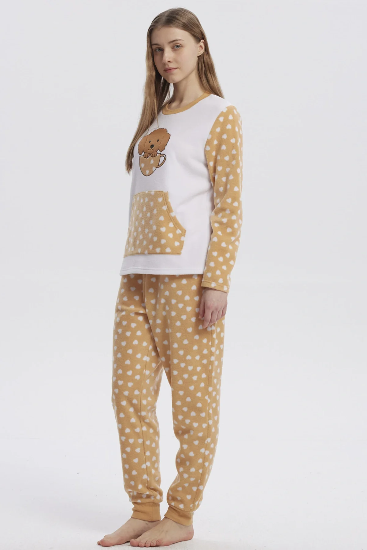 Pijama Mujer Pijama Polera Y Pantalón Beige - Image 4