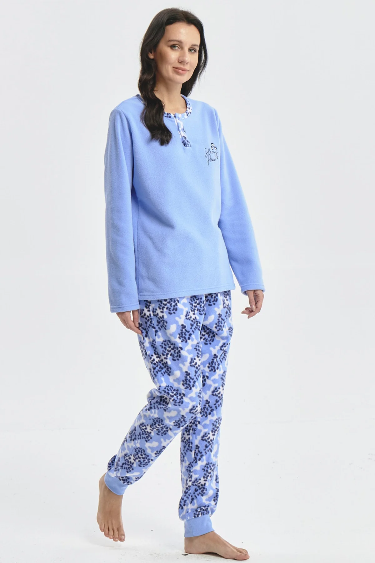 Pijama Mujer Pijama Polera Y Pantalón Celeste - Image 4