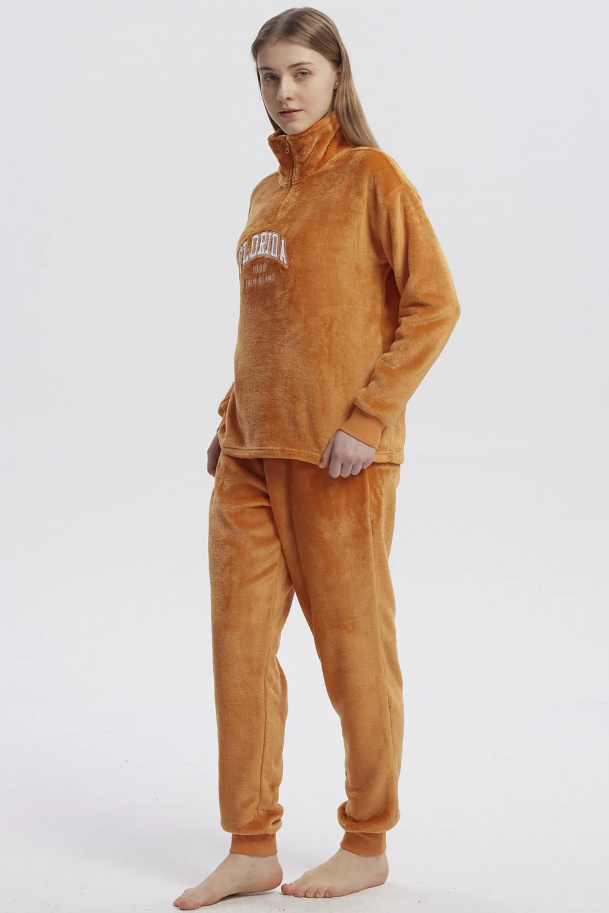 Pijama Mujer Pijama Polera Y Pantalón Naranjo - Image 3