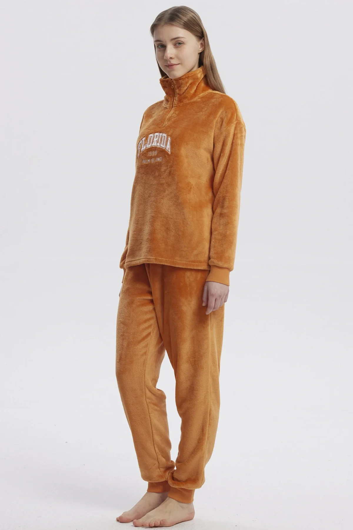 Pijama Mujer Pijama Polera Y Pantalón Naranjo - Image 4