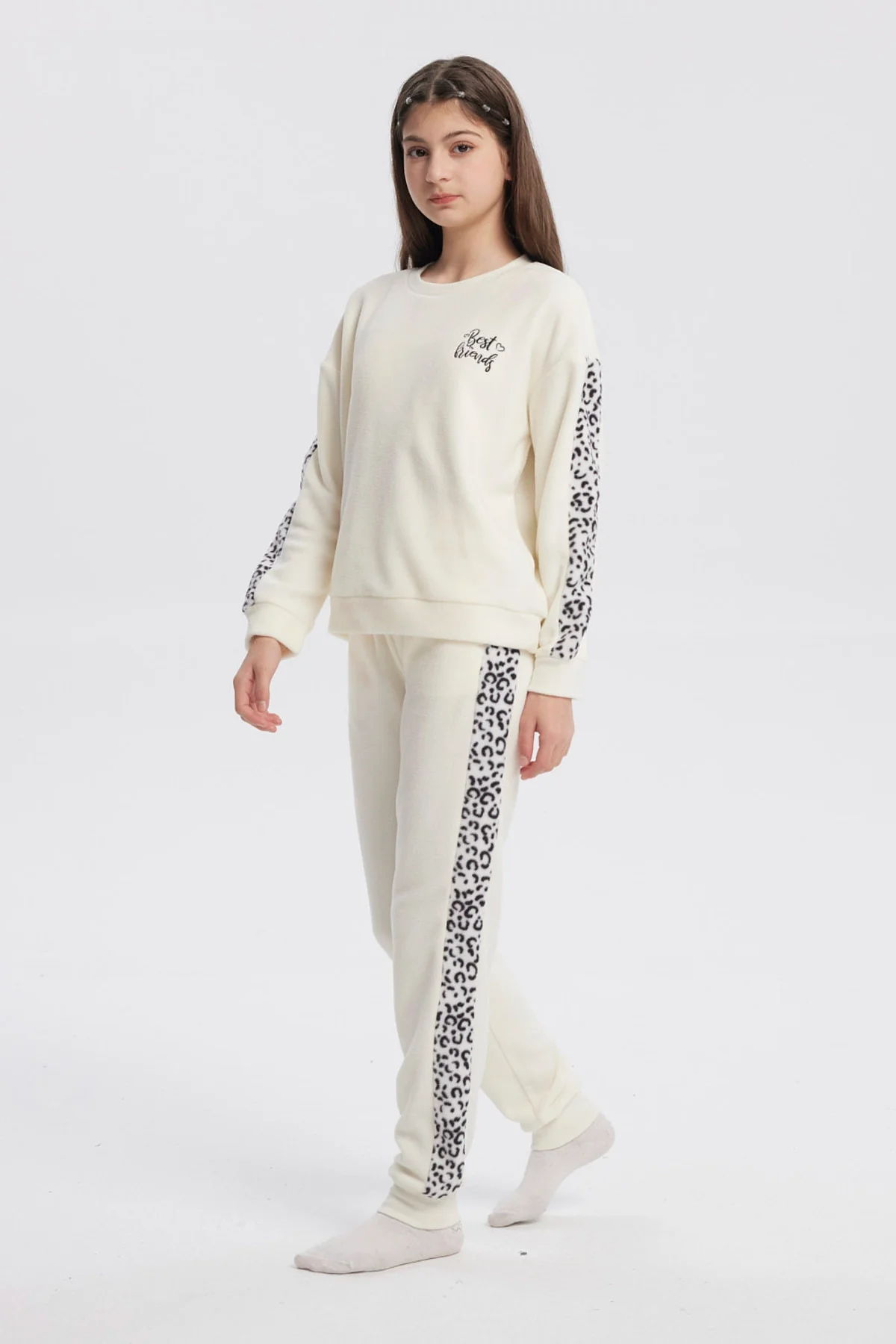 Pijama Niña Polera Y Pantalón Beige - Image 2