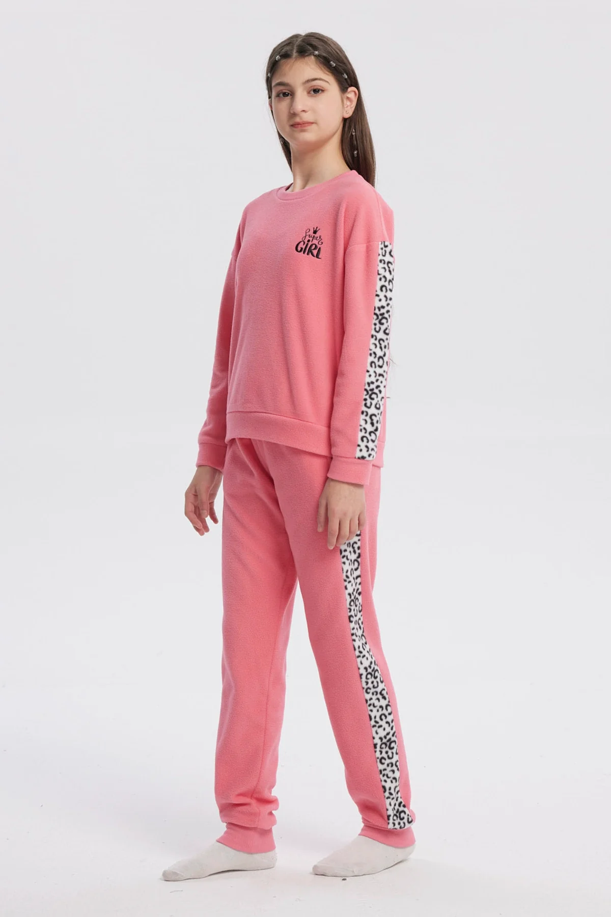 Pijama Niña Polera Y Pantalón Rosado - Image 4