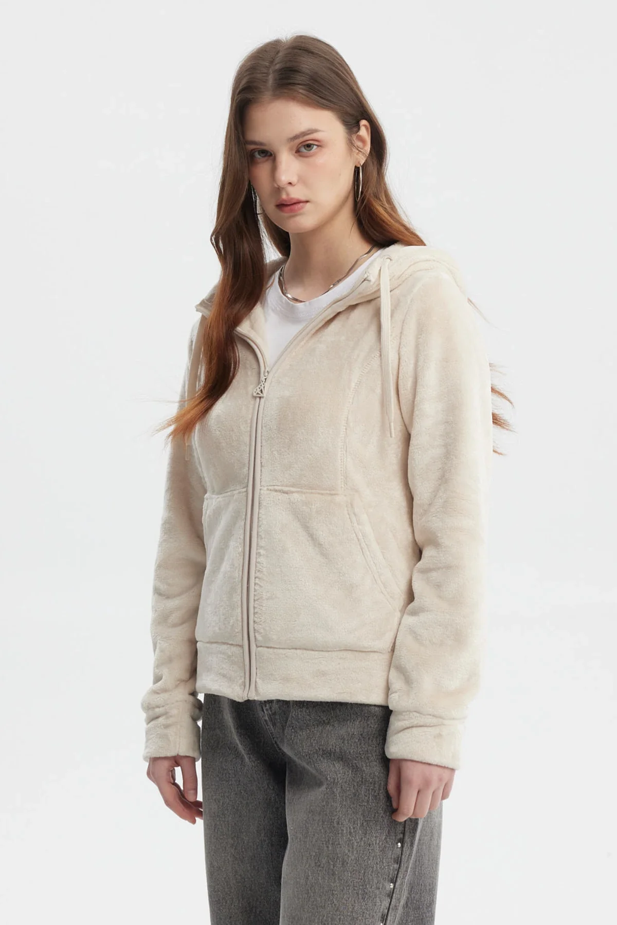 Polar Mujer Abierto Plush Beige Claro - Image 2