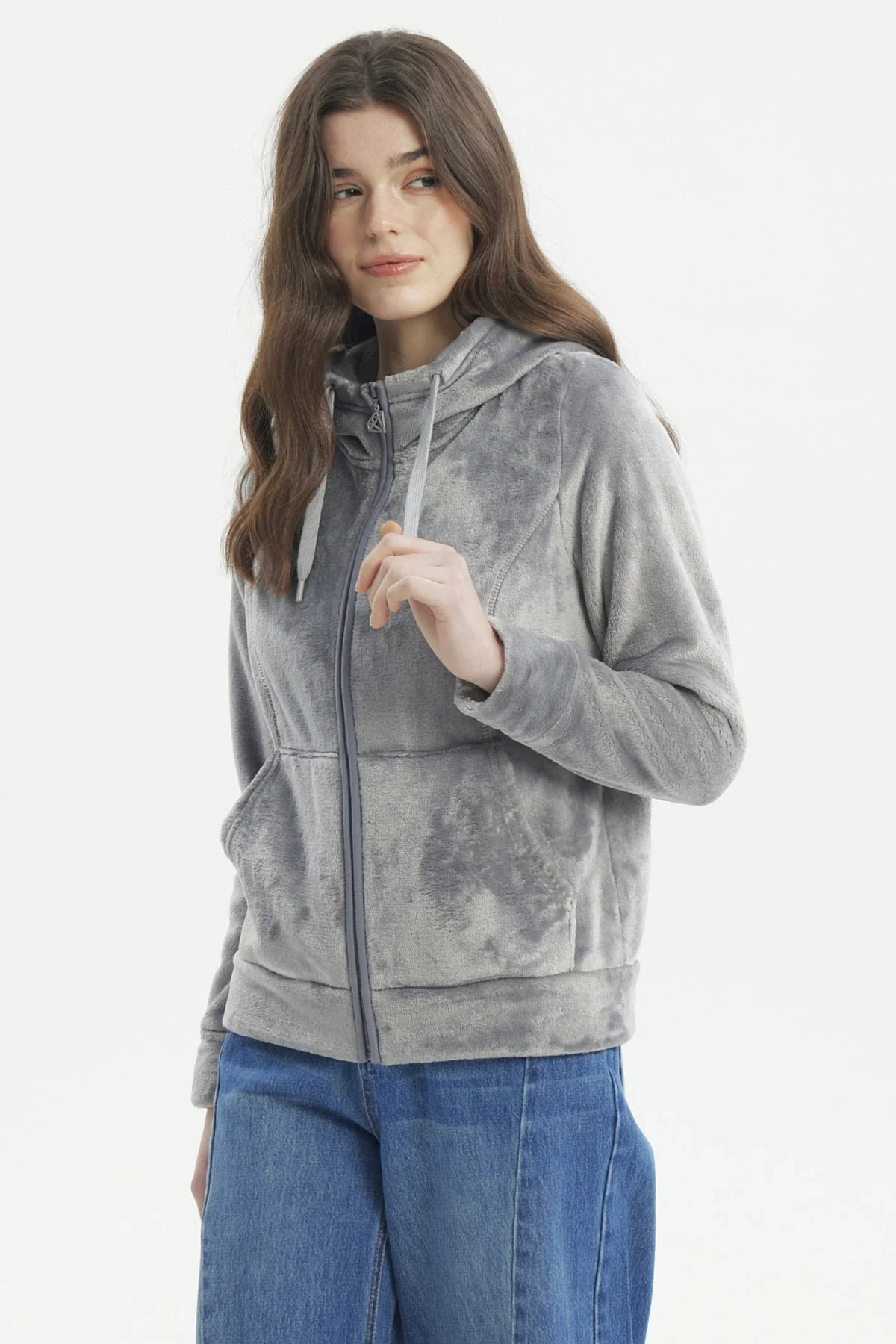 Polar Mujer Abierto Plush Gris Oscuro - Image 2
