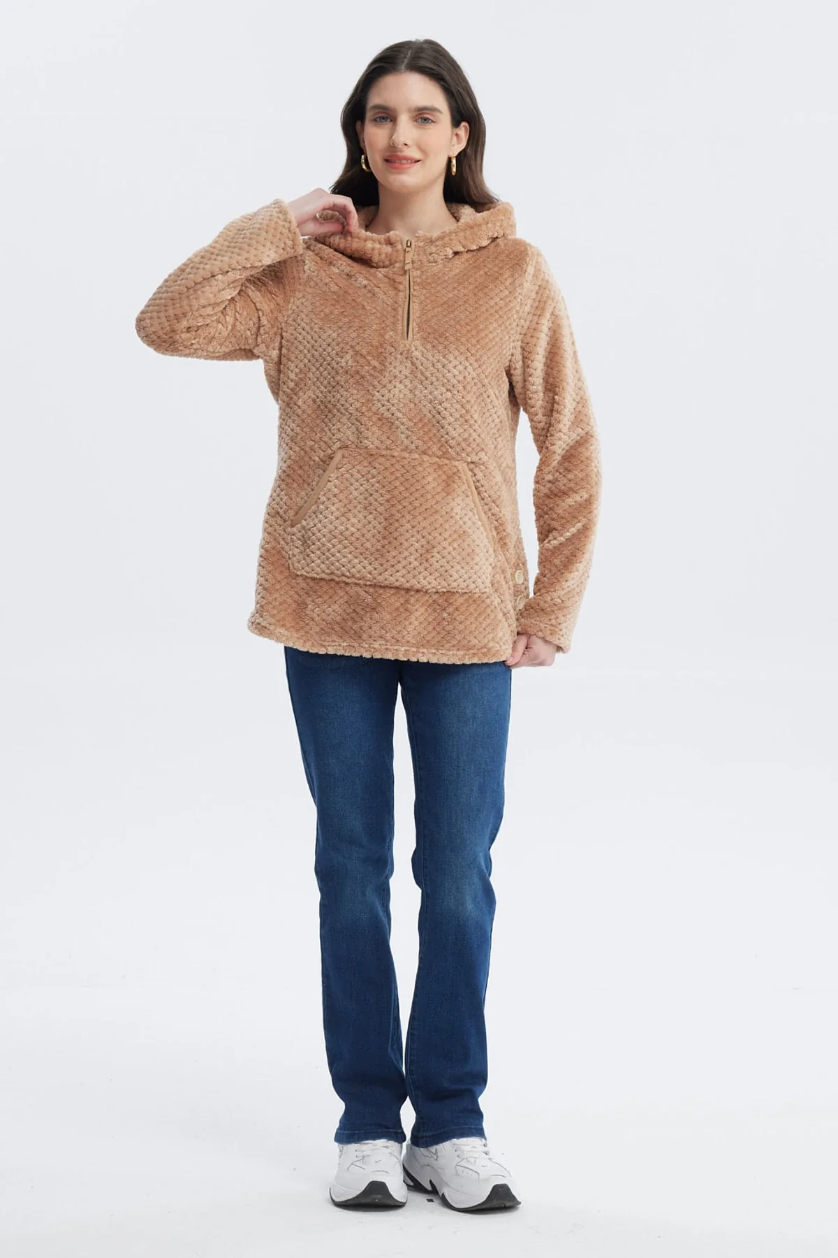 Polar Mujer Básico Aplicación Botón Beige Oscuro - Image 4