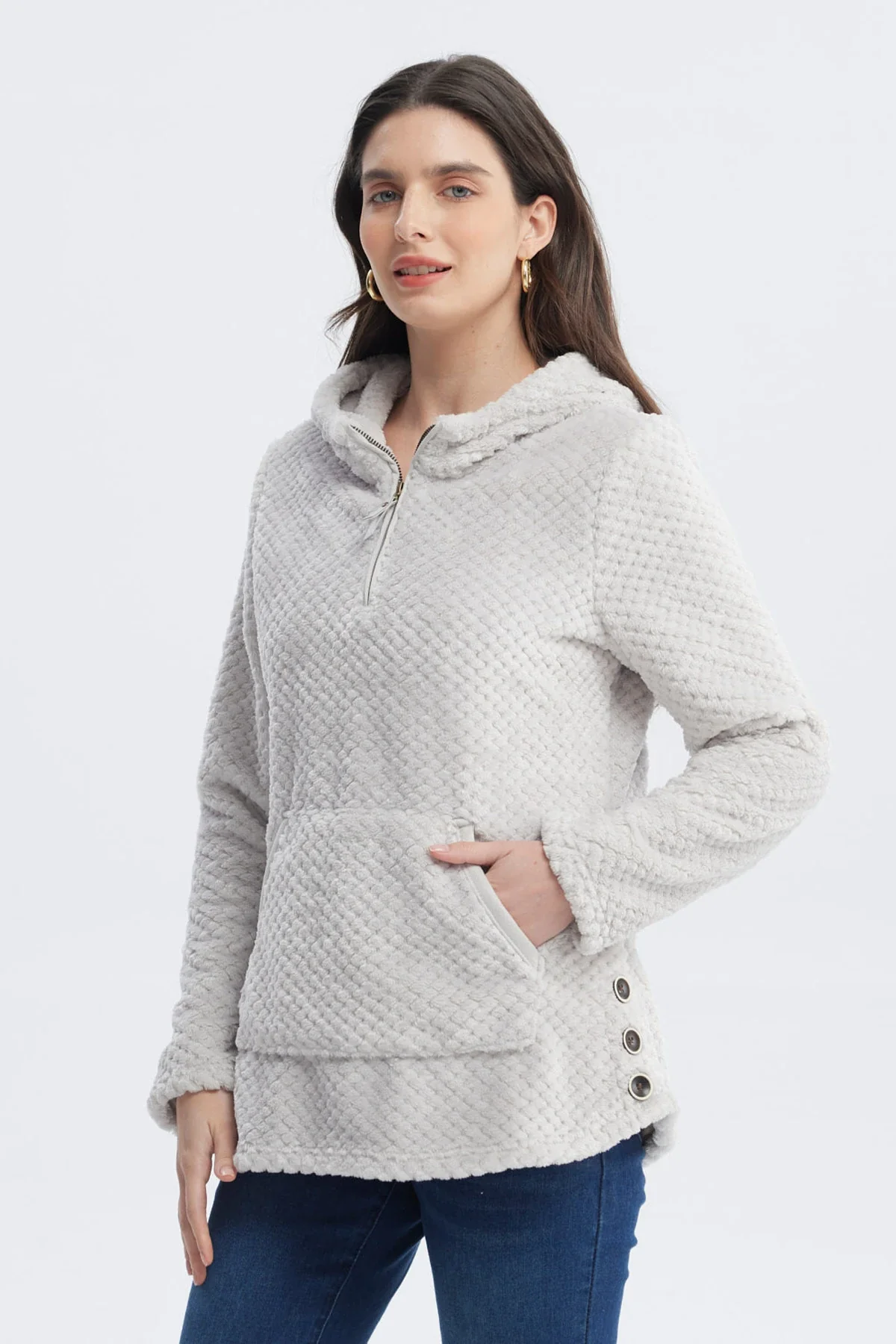 Polar Mujer Básico Aplicación Botón Gris - Image 2
