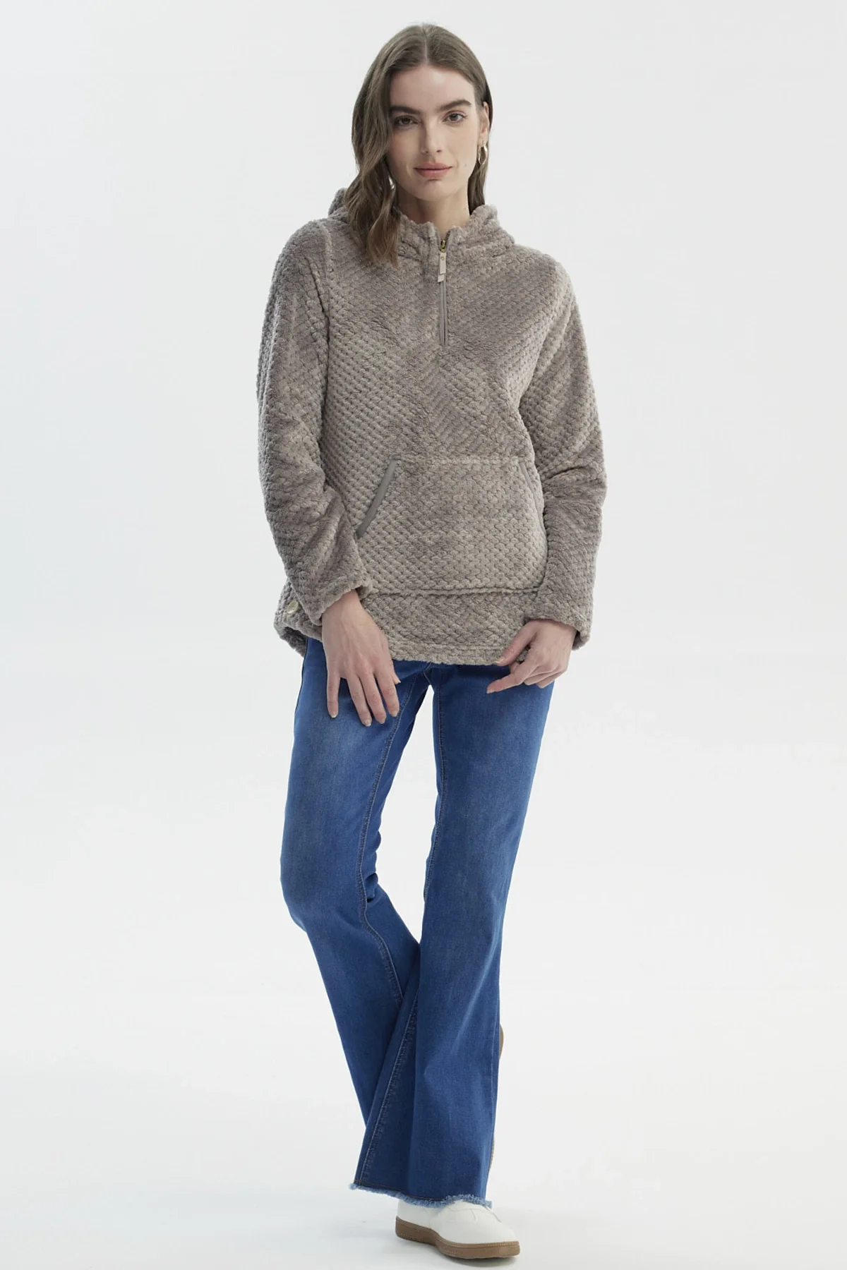 Polar Mujer Básico Aplicación Botón Gris - Image 4