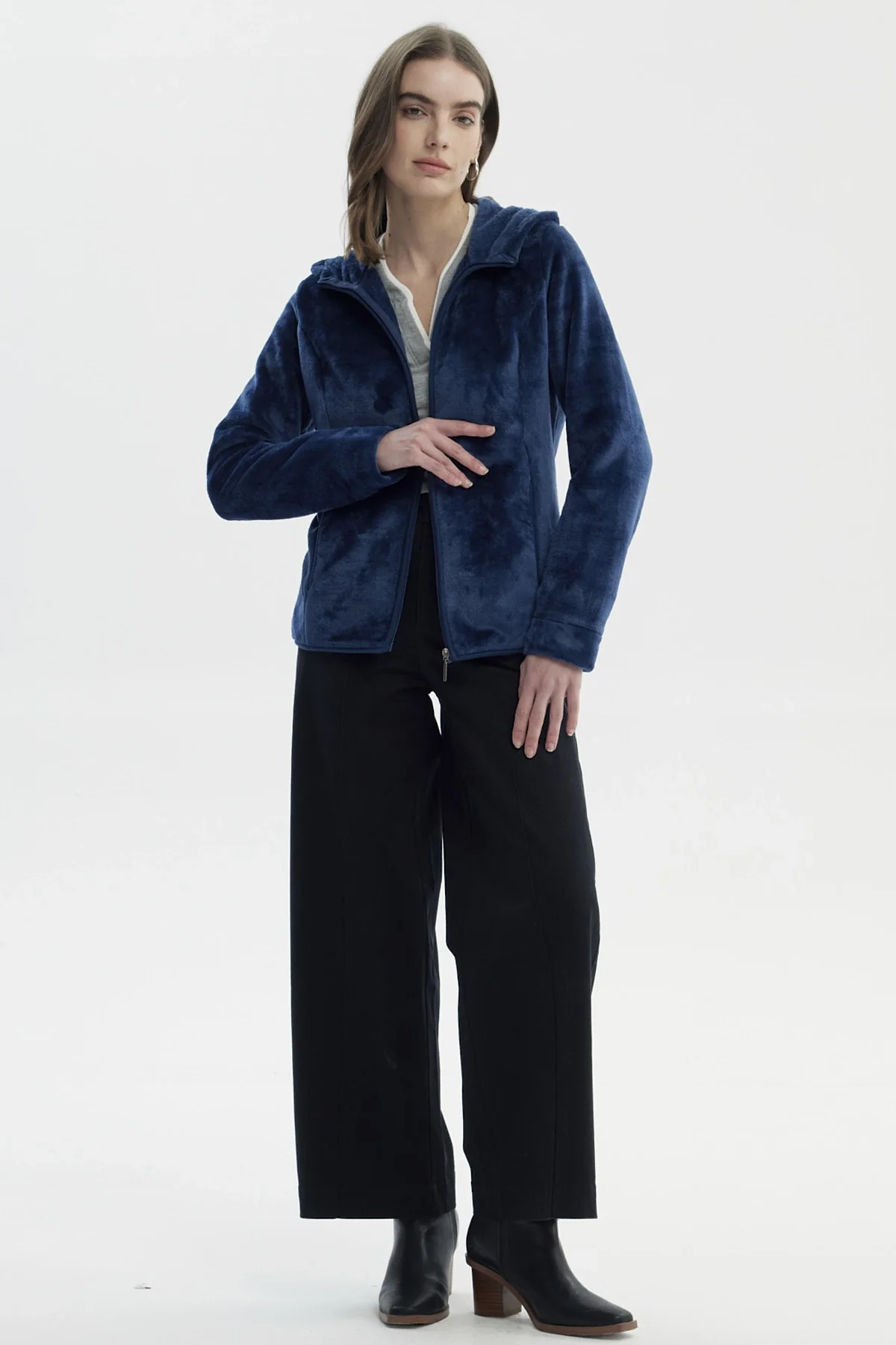 Polar Mujer Básico Plush Con Cierre Azul Oscuro - Image 4