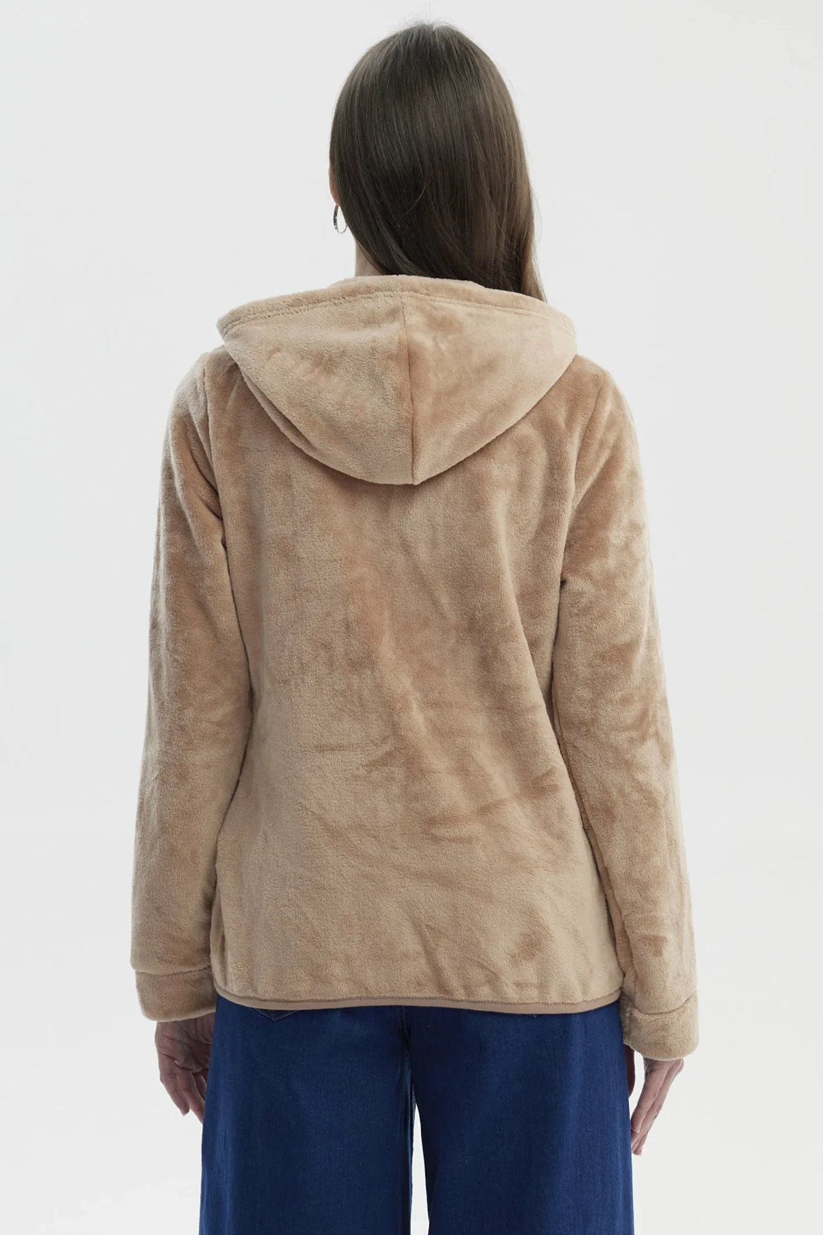 Polar Mujer Básico Plush Con Cierre Beige Oscuro - Image 3