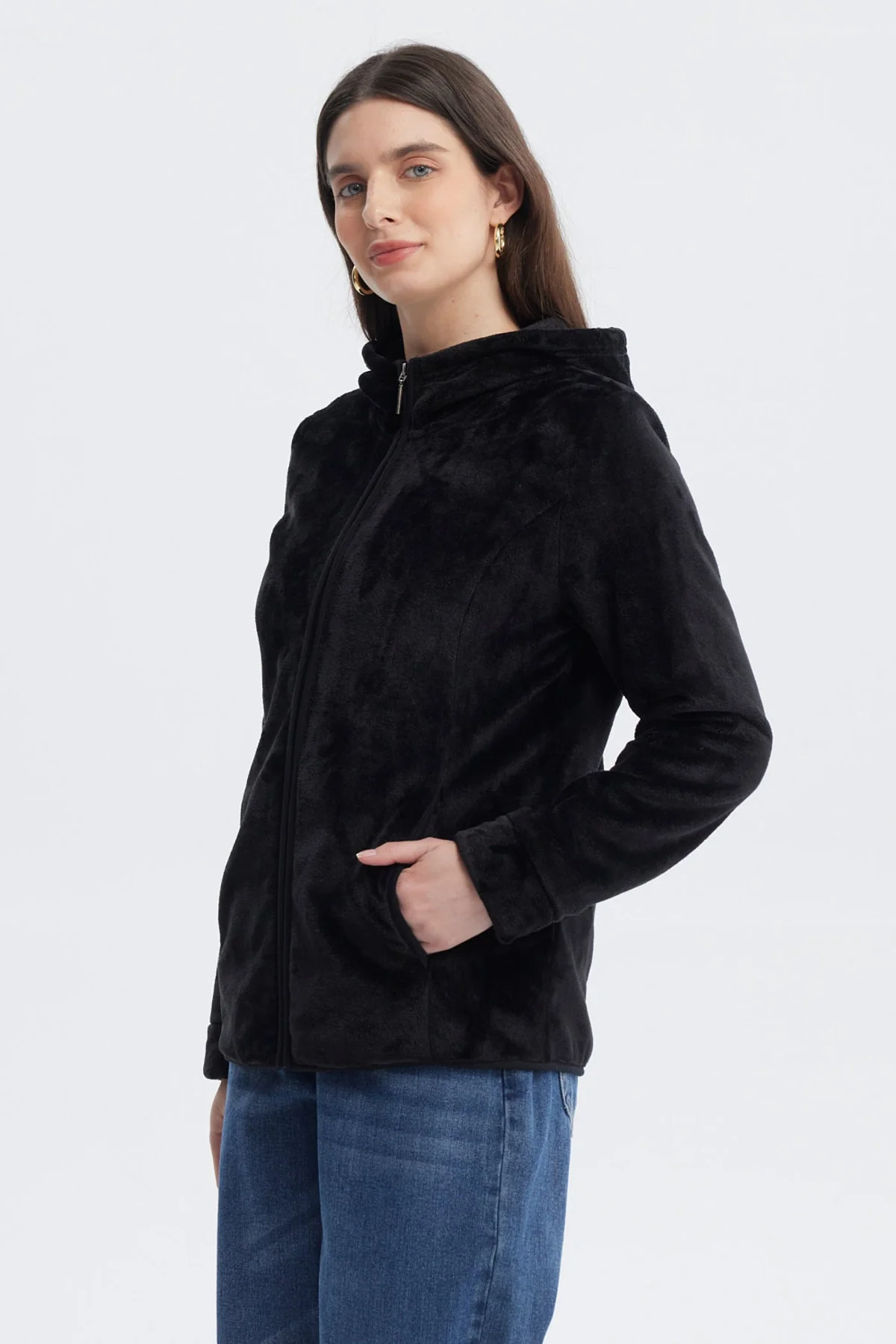 Polar Mujer Básico Plush Con Cierre Negro - Image 2