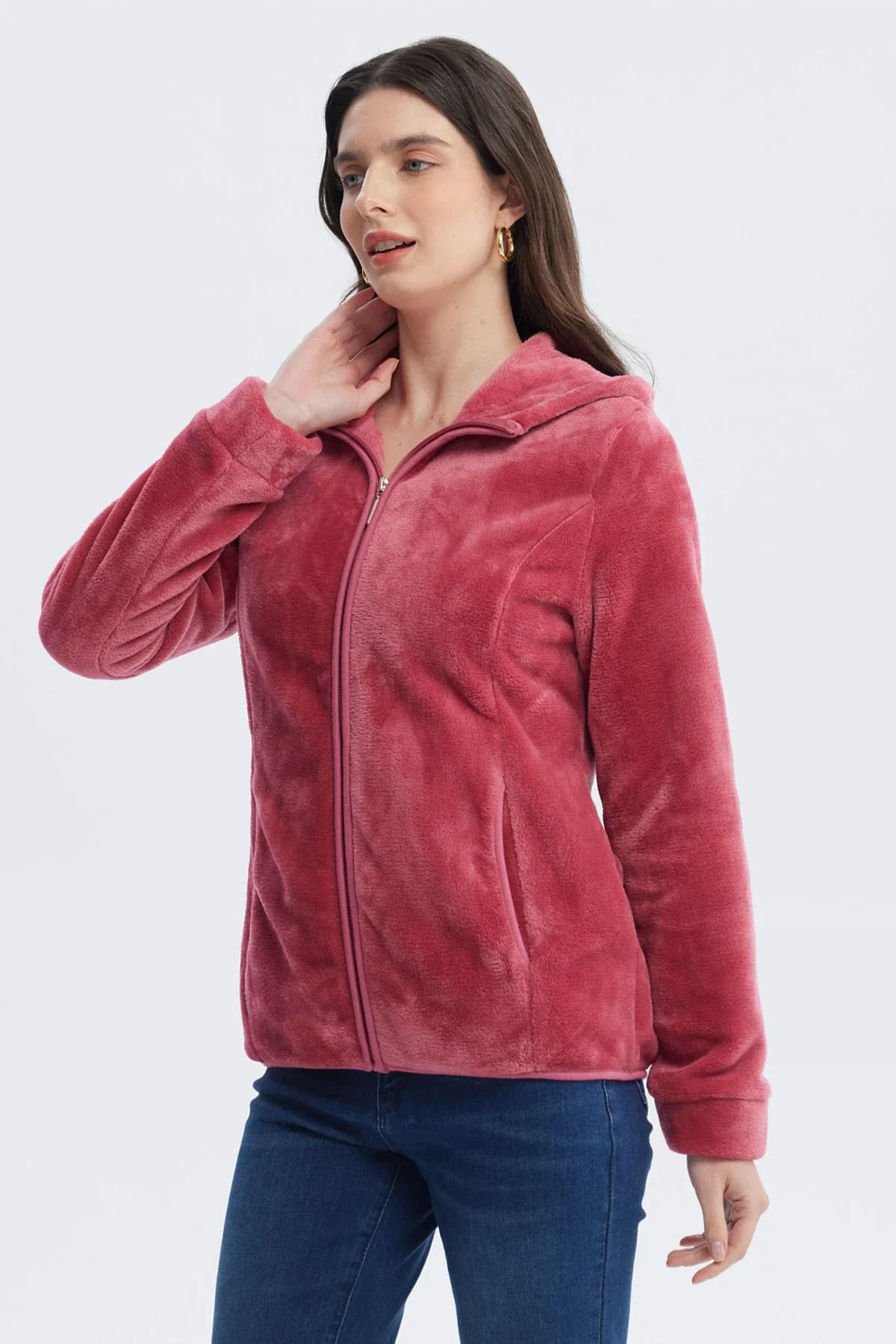 Polar Mujer Básico Plush Con Cierre Rosado - Image 2