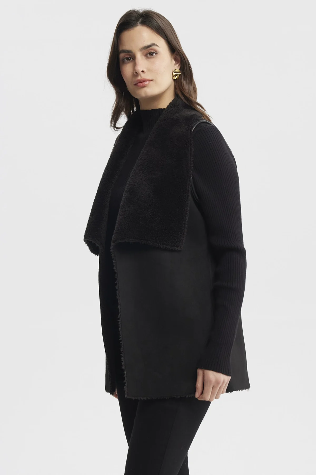 Polar Mujer Corto Antelina Solapa Ancha Negro - Image 2