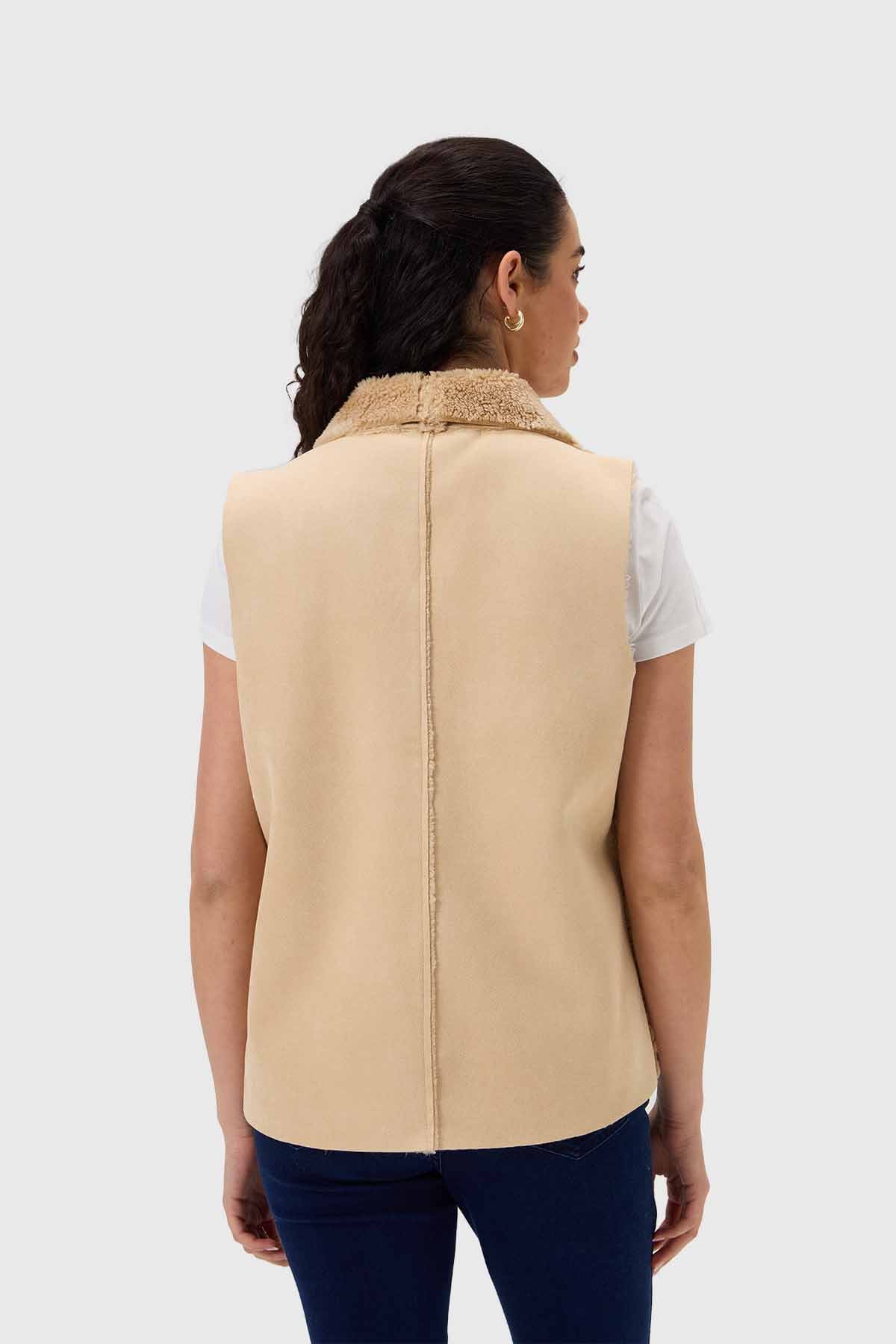 Polar Mujer Corto Antelina Solapa Taupe - Image 3