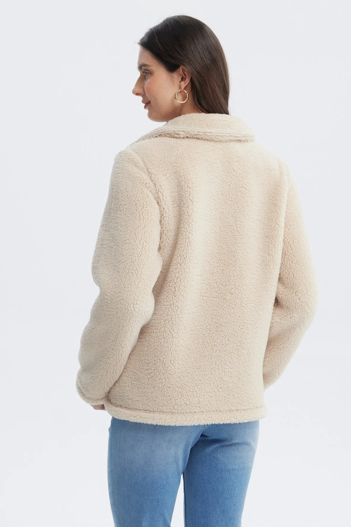 Polar Mujer Cuello Camisero Beige - Image 3