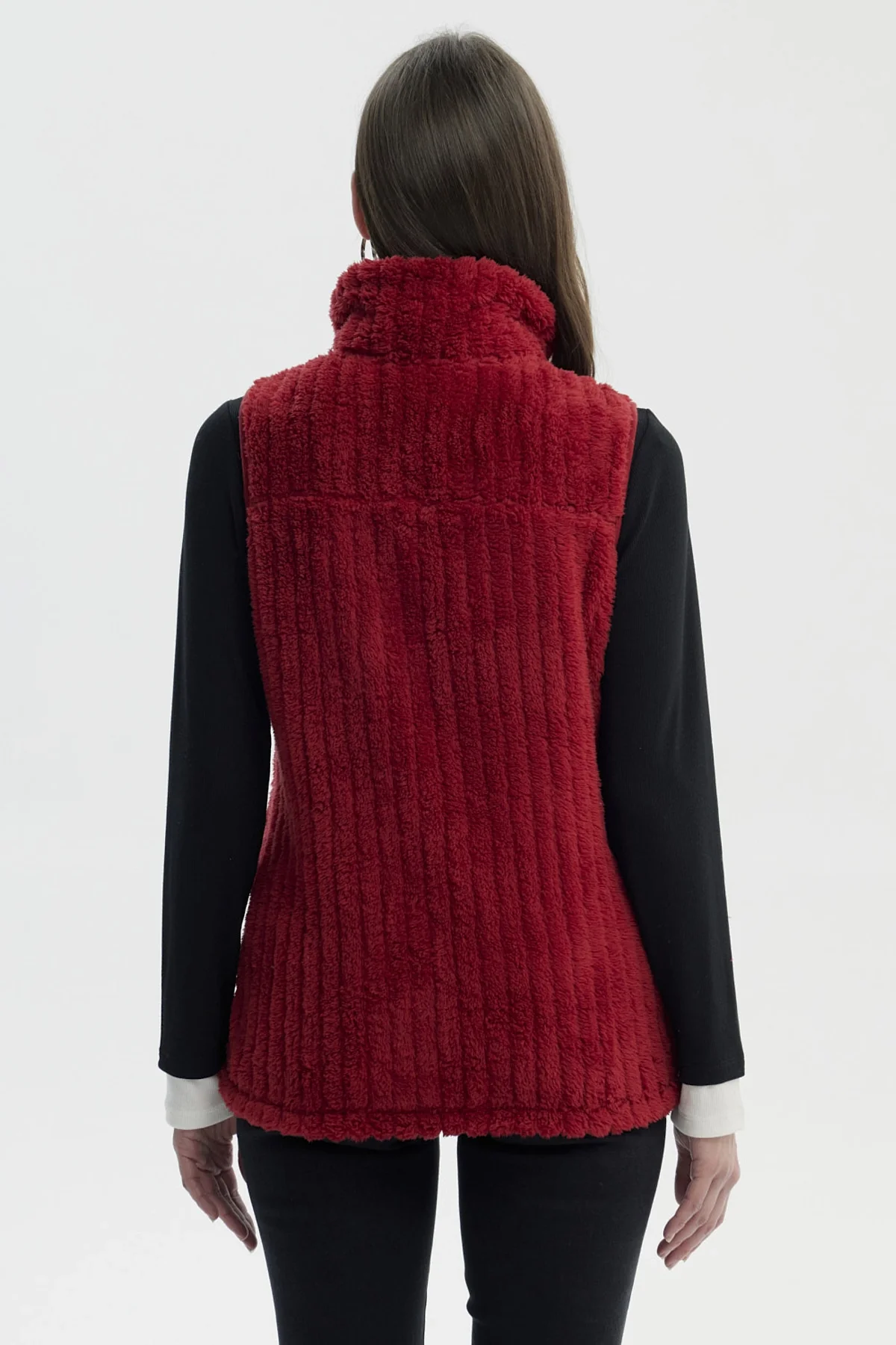 Polar Mujer Peludo Con Textura Rojo Oscuro - Image 3