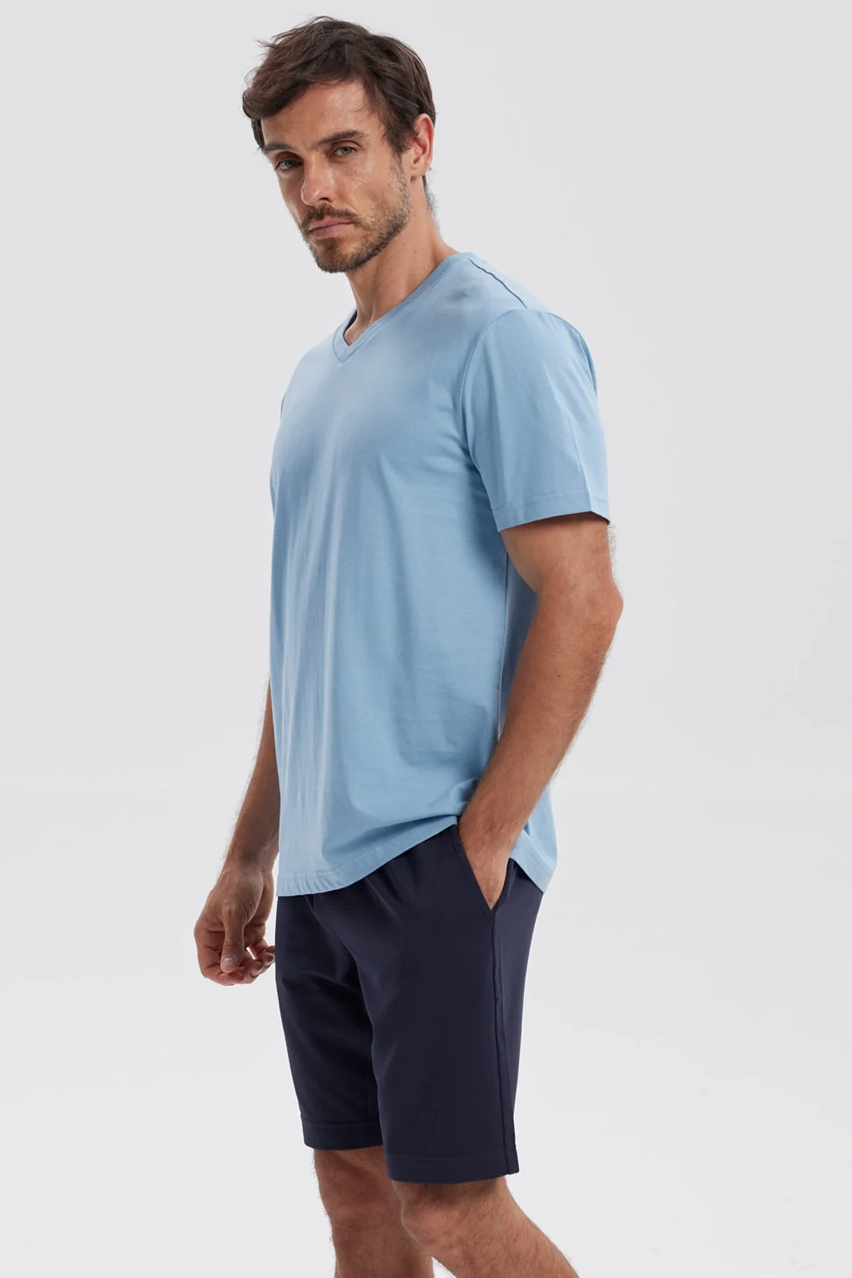 Polera Hombre Básica Celeste Claro - Image 2