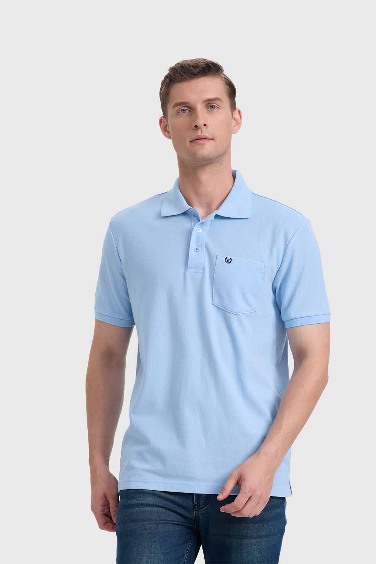 Polera Hombre Básica Piqué Celeste - Image 2