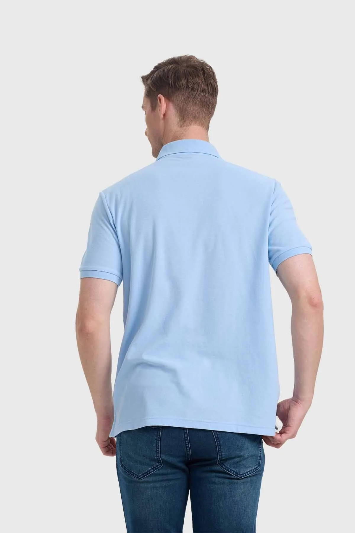Polera Hombre Básica Piqué Celeste - Image 3