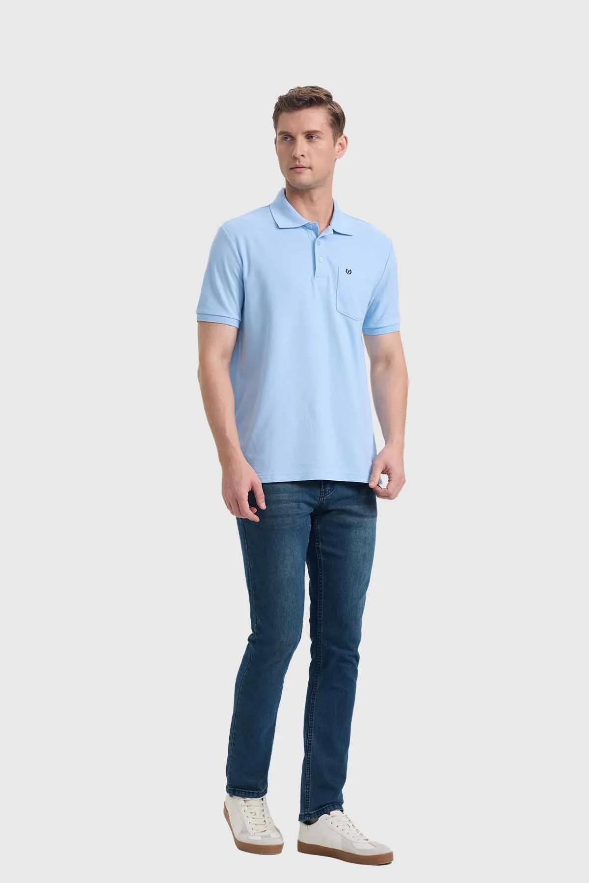 Polera Hombre Básica Piqué Celeste - Image 4
