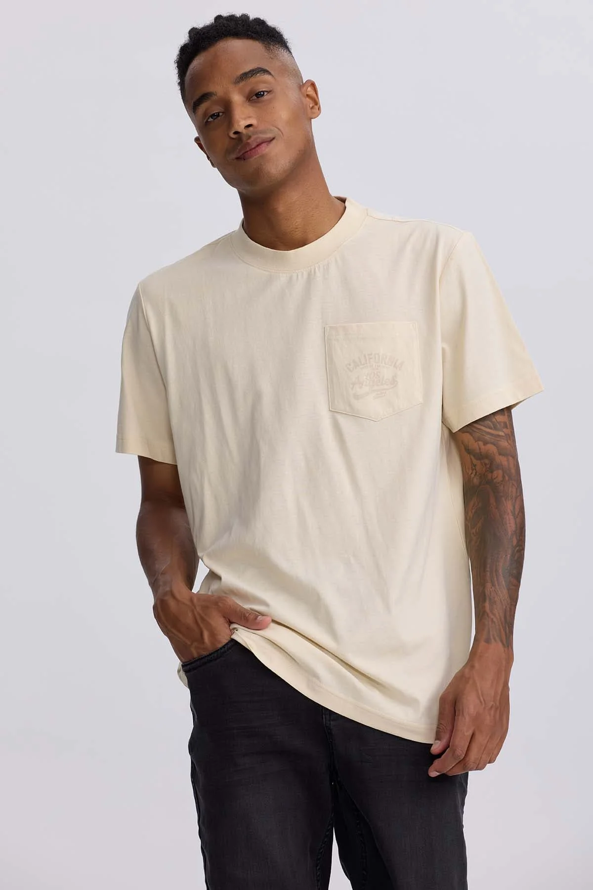 Polera Hombre Bolsillo Contraste Beige - Image 2