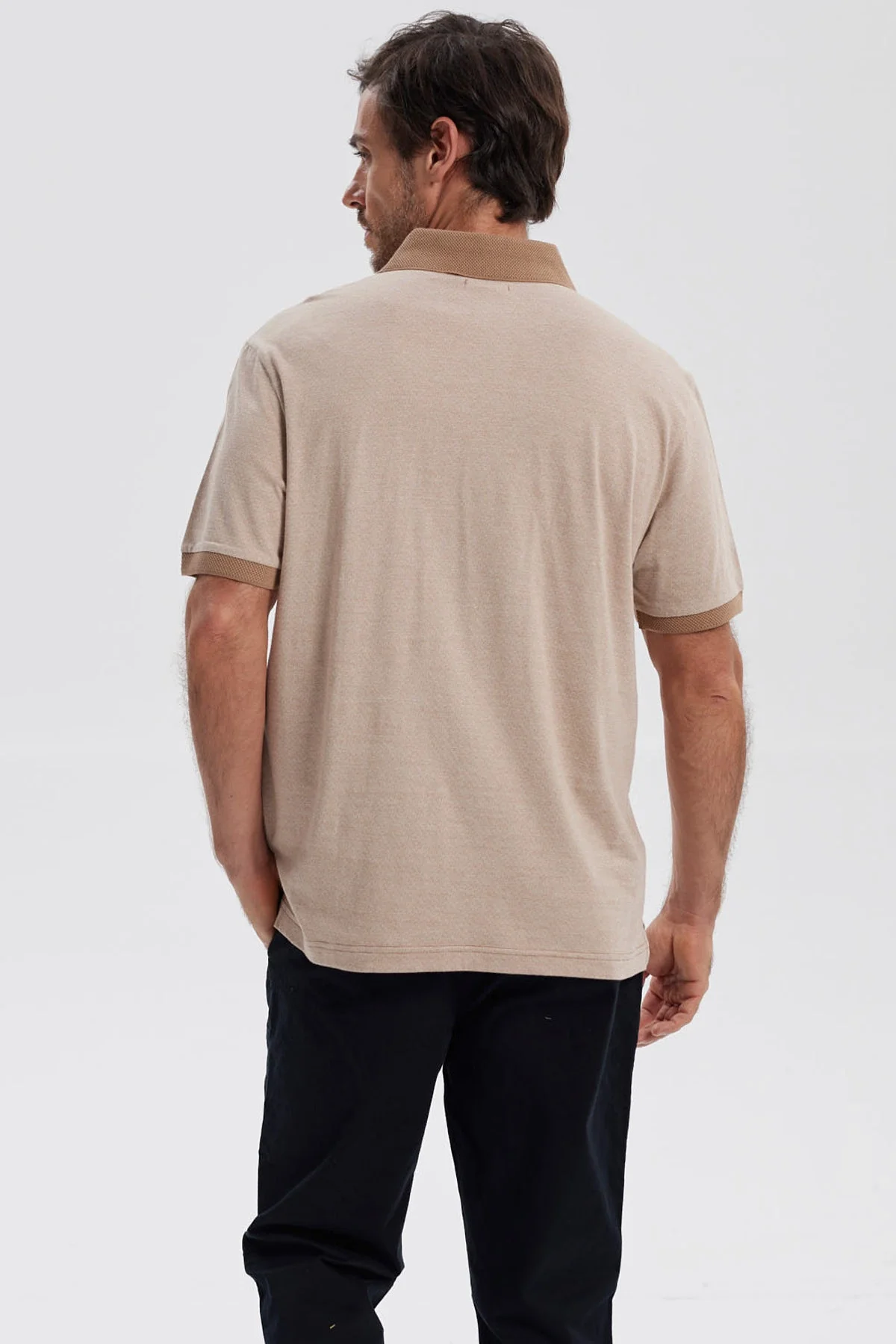 Polera Hombre Botón Beige - Image 3