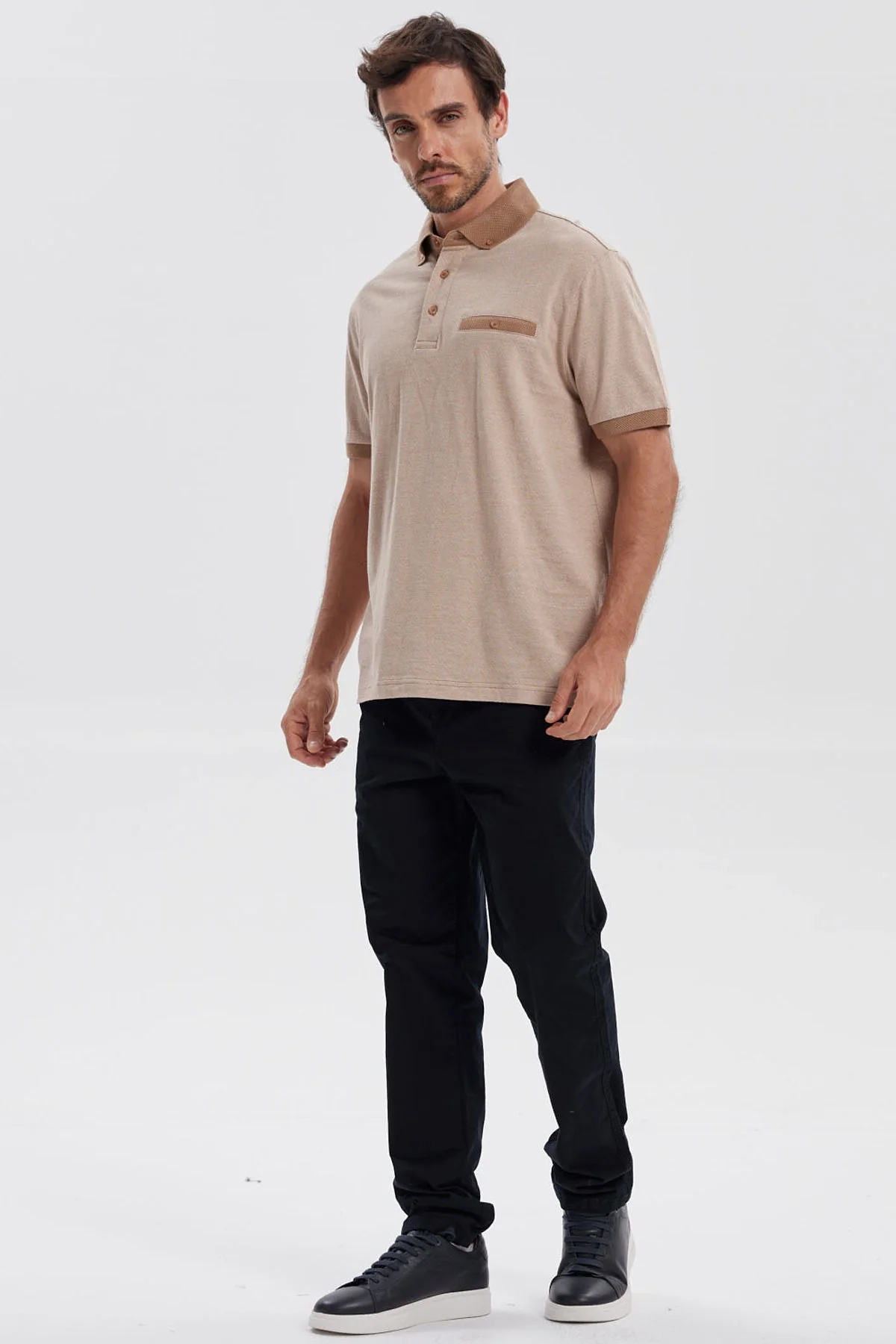 Polera Hombre Botón Beige - Image 4