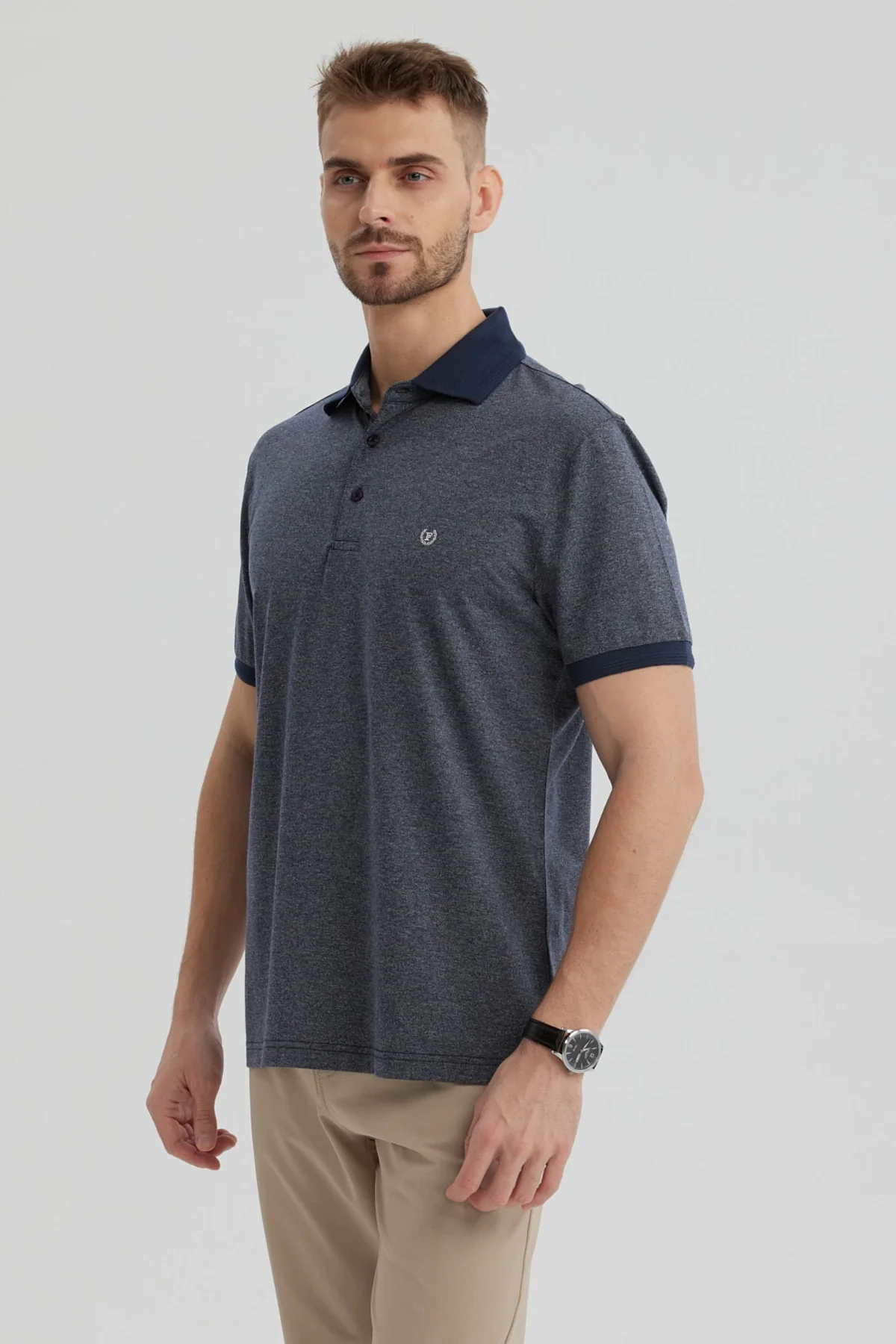 Polera Hombre Con Contraste Azul Marino - Image 3