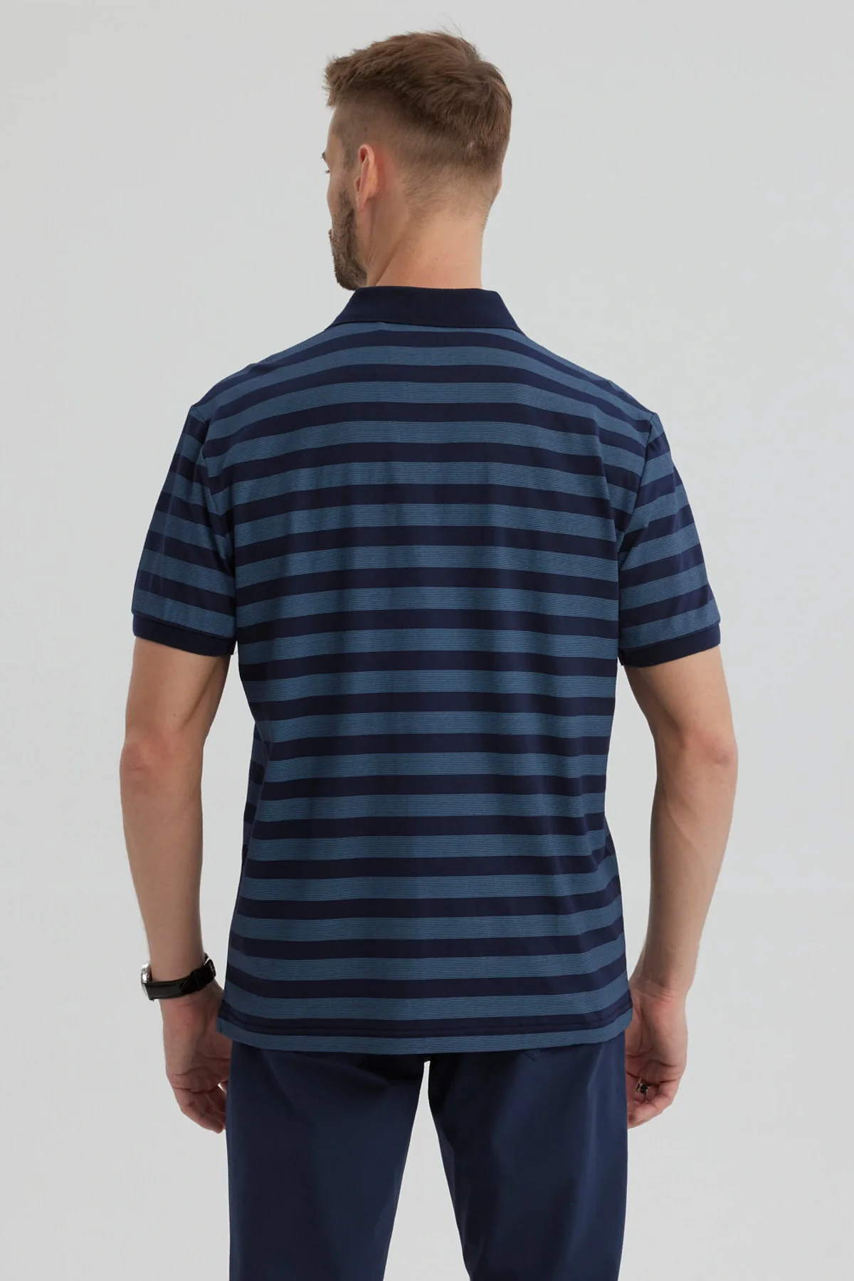 Polera Hombre Cuello Camisero Azul Marino - Image 3