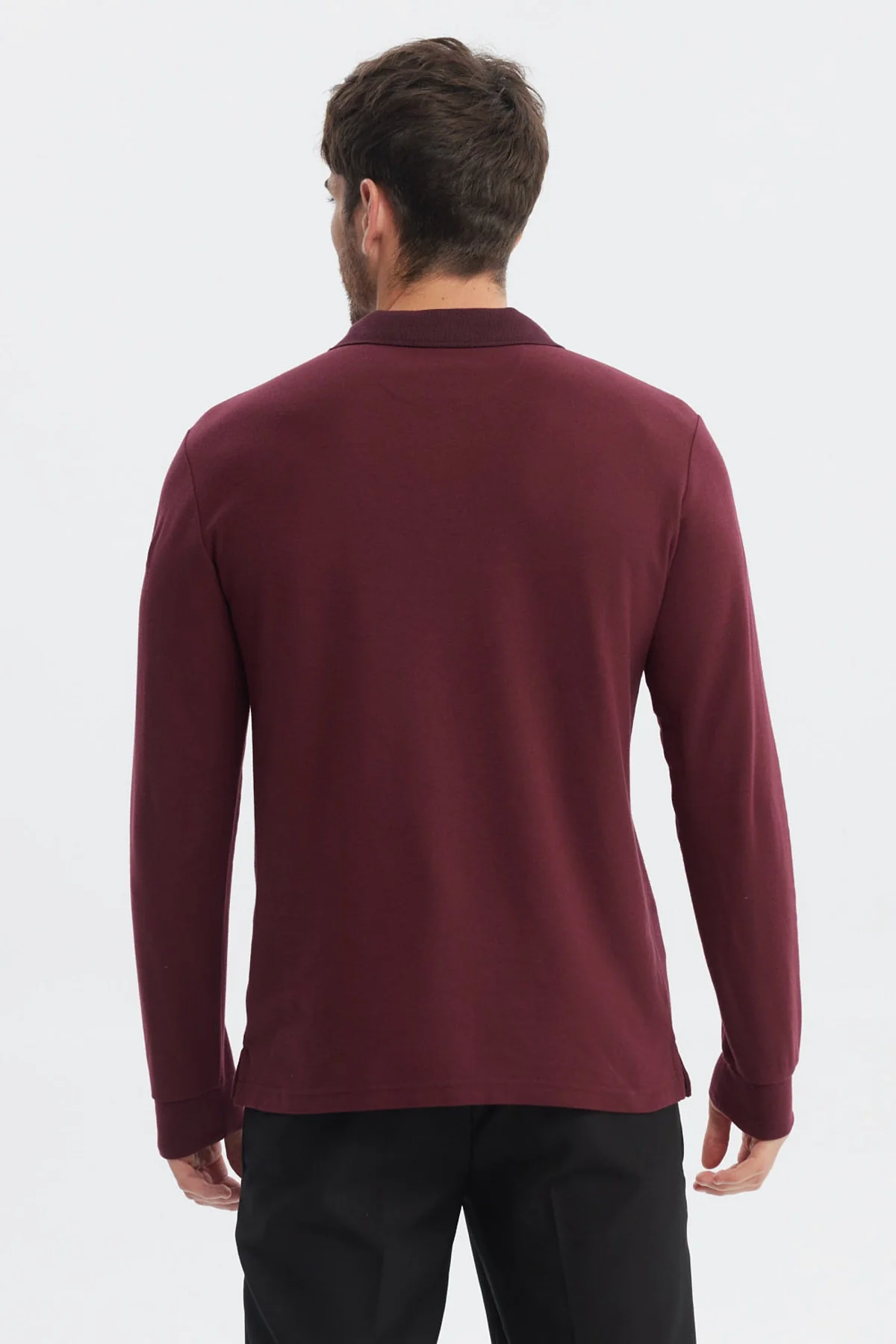 Polera Hombre Cuello Contraste Burdeo - Image 3