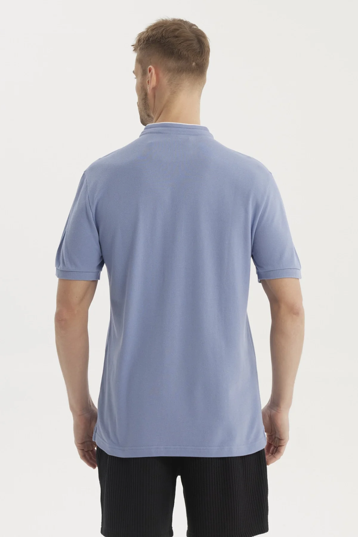 Polera Hombre Cuello Polo Azul - Image 3