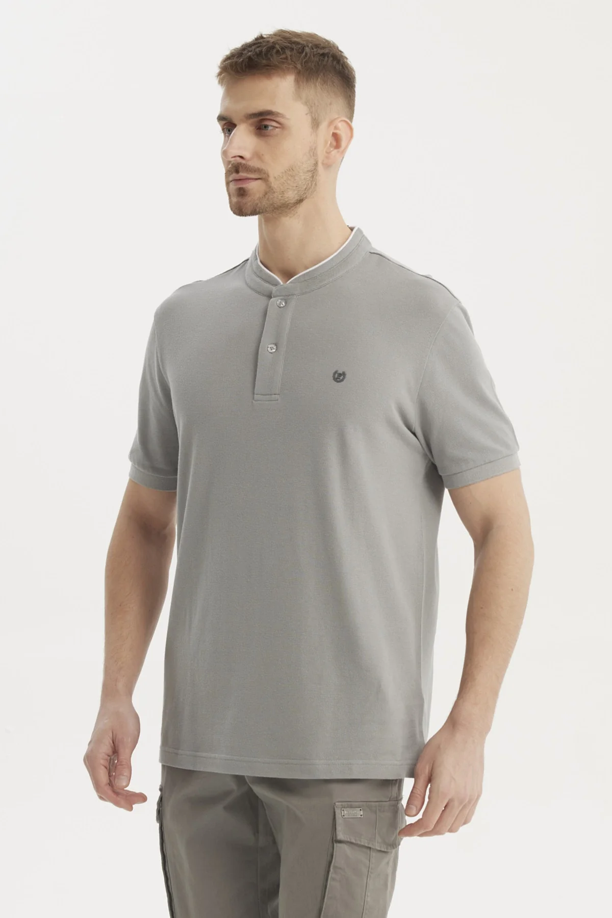 Polera Hombre Cuello Polo Gris - Image 2