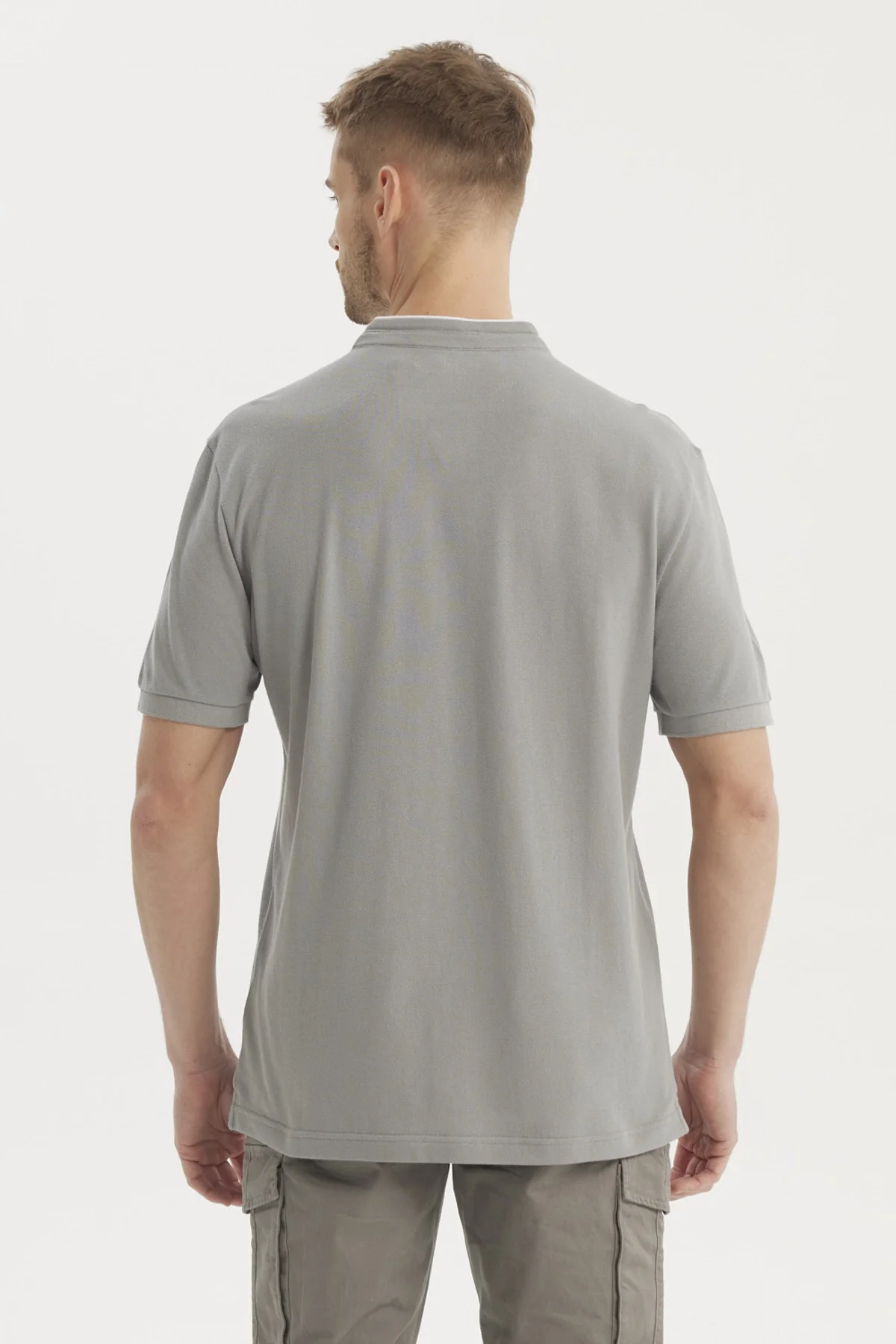 Polera Hombre Cuello Polo Gris - Image 3