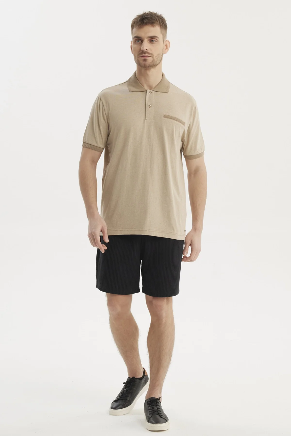 Polera Hombre Cuello Polo Jacquard Kaki - Image 4