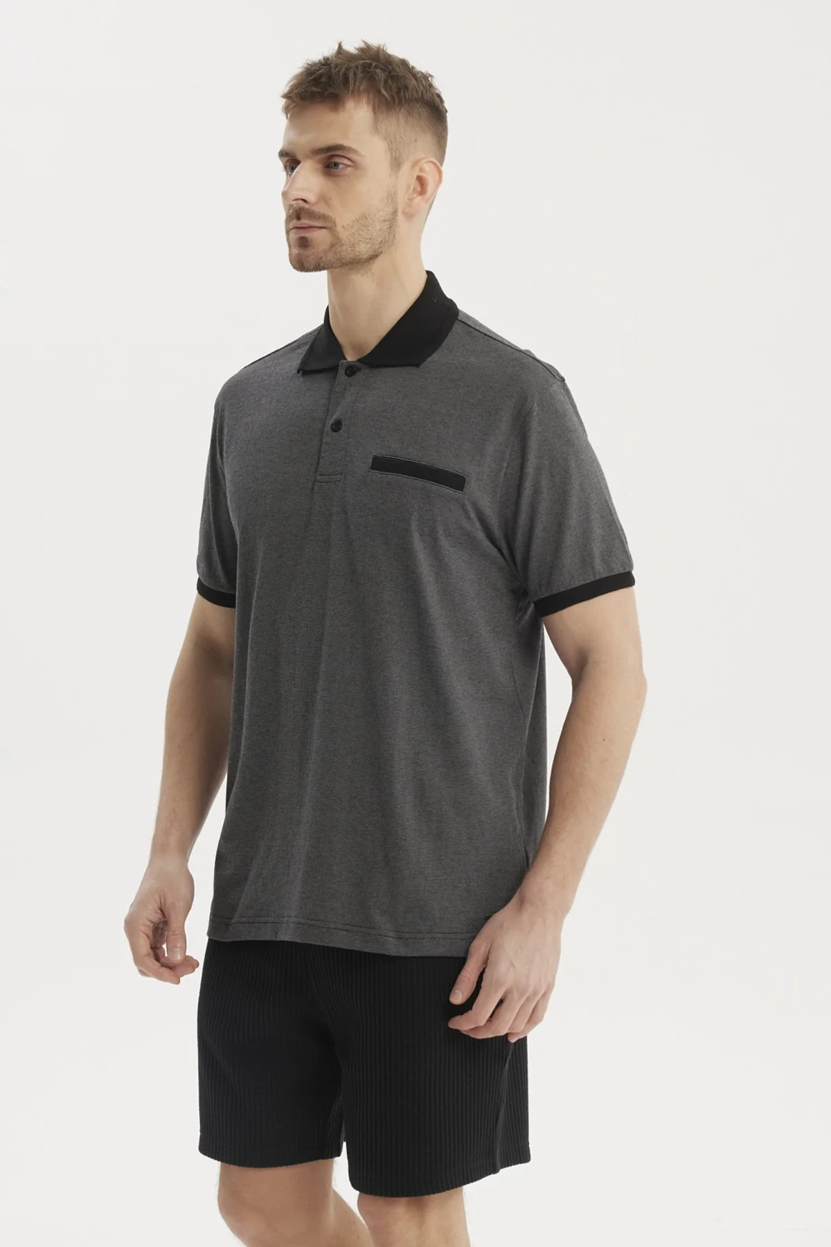 Polera Hombre Cuello Polo Jacquard Marengo - Image 2
