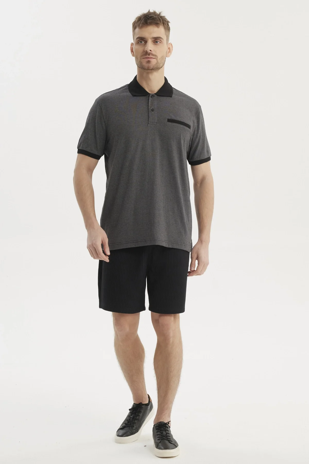 Polera Hombre Cuello Polo Jacquard Marengo - Image 4