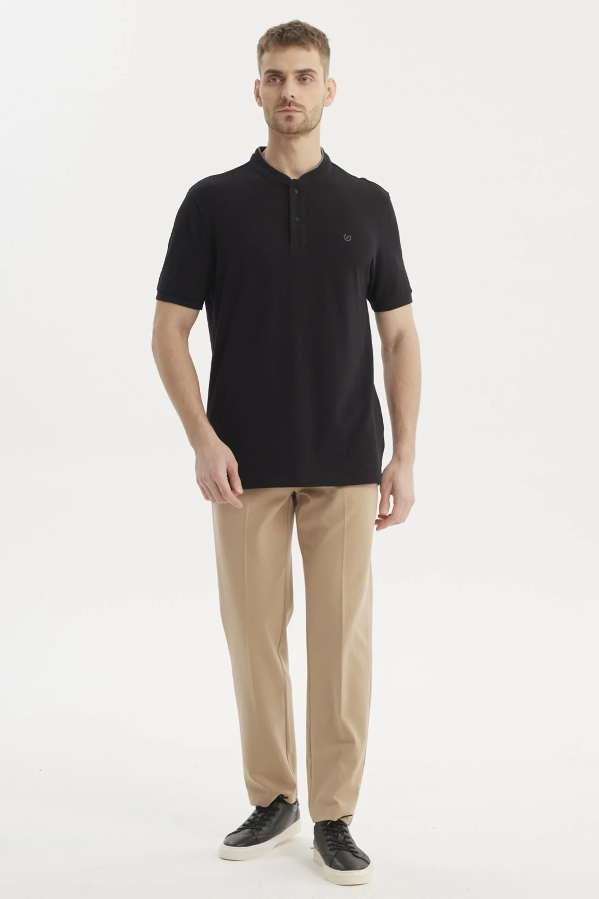 Polera Hombre Cuello Polo Negro - Image 4