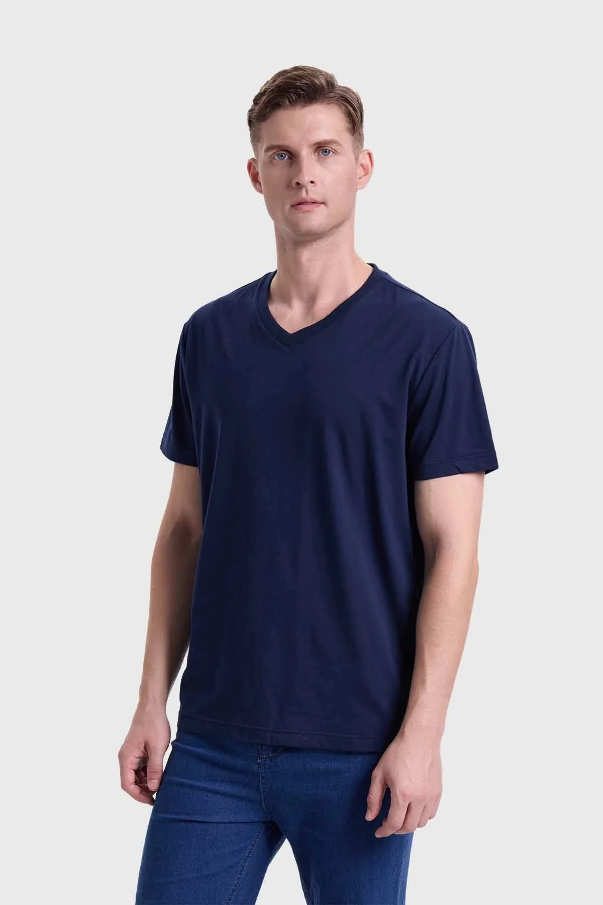 Polera Hombre Cuello V Básica Azul - Image 2