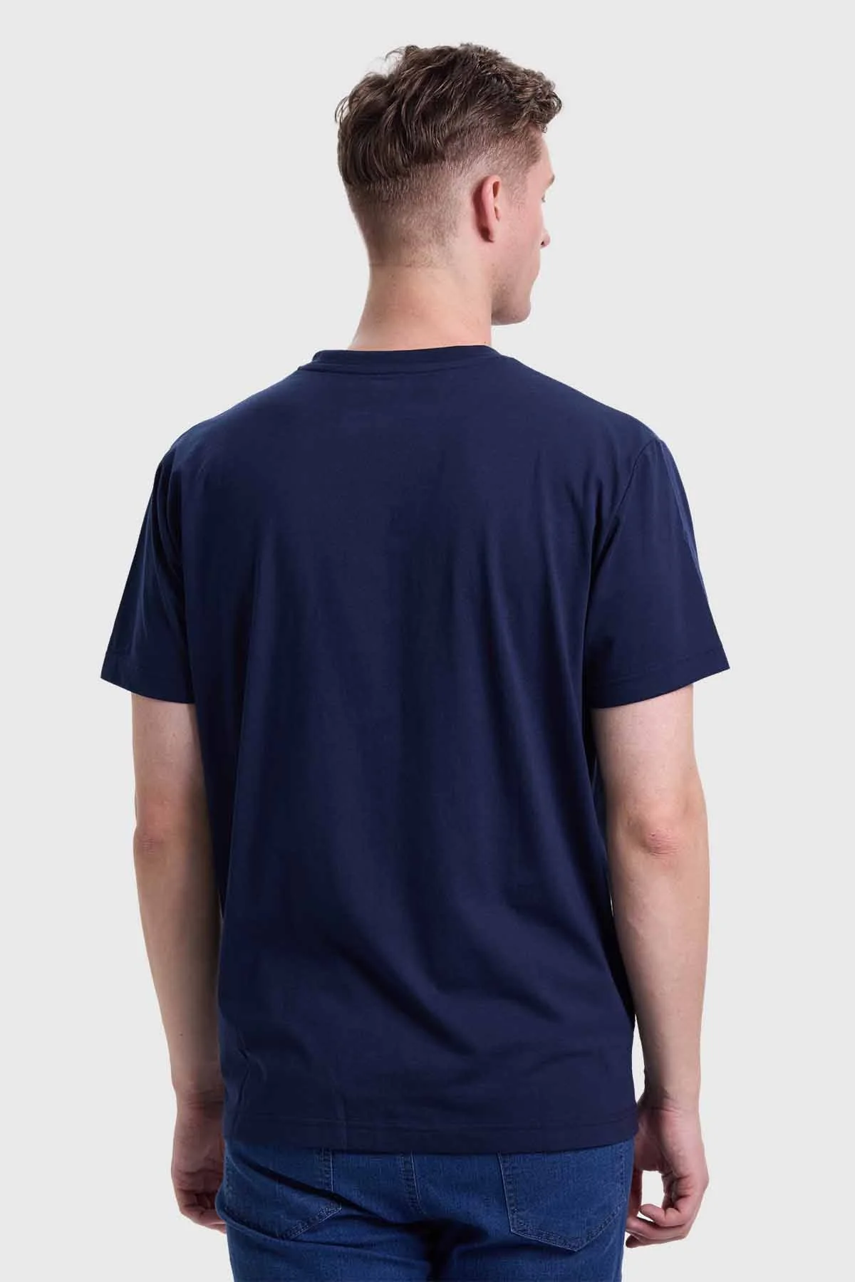 Polera Hombre Cuello V Básica Azul - Image 3
