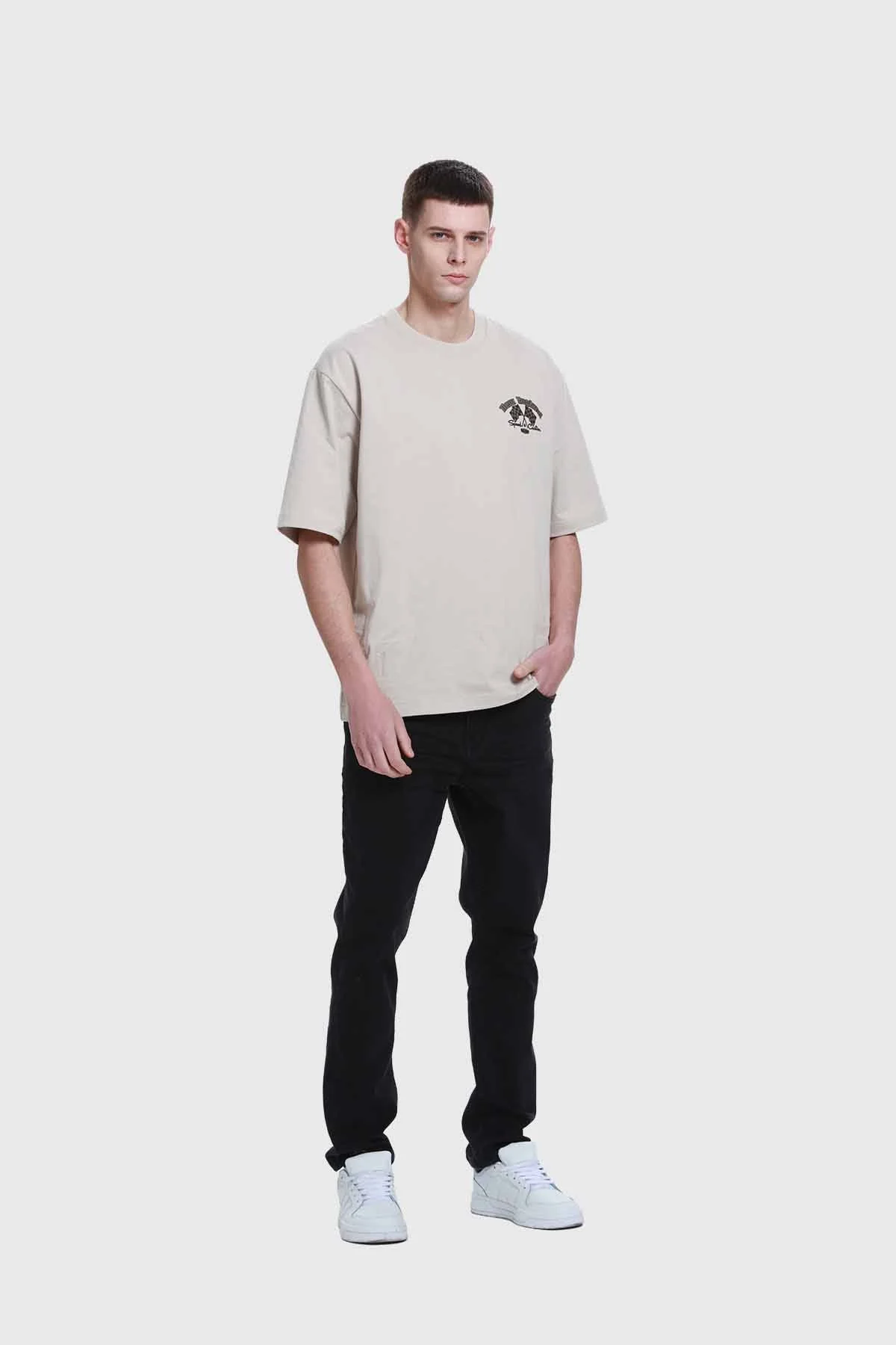 Polera Hombre Doble Print Beigev - Image 4